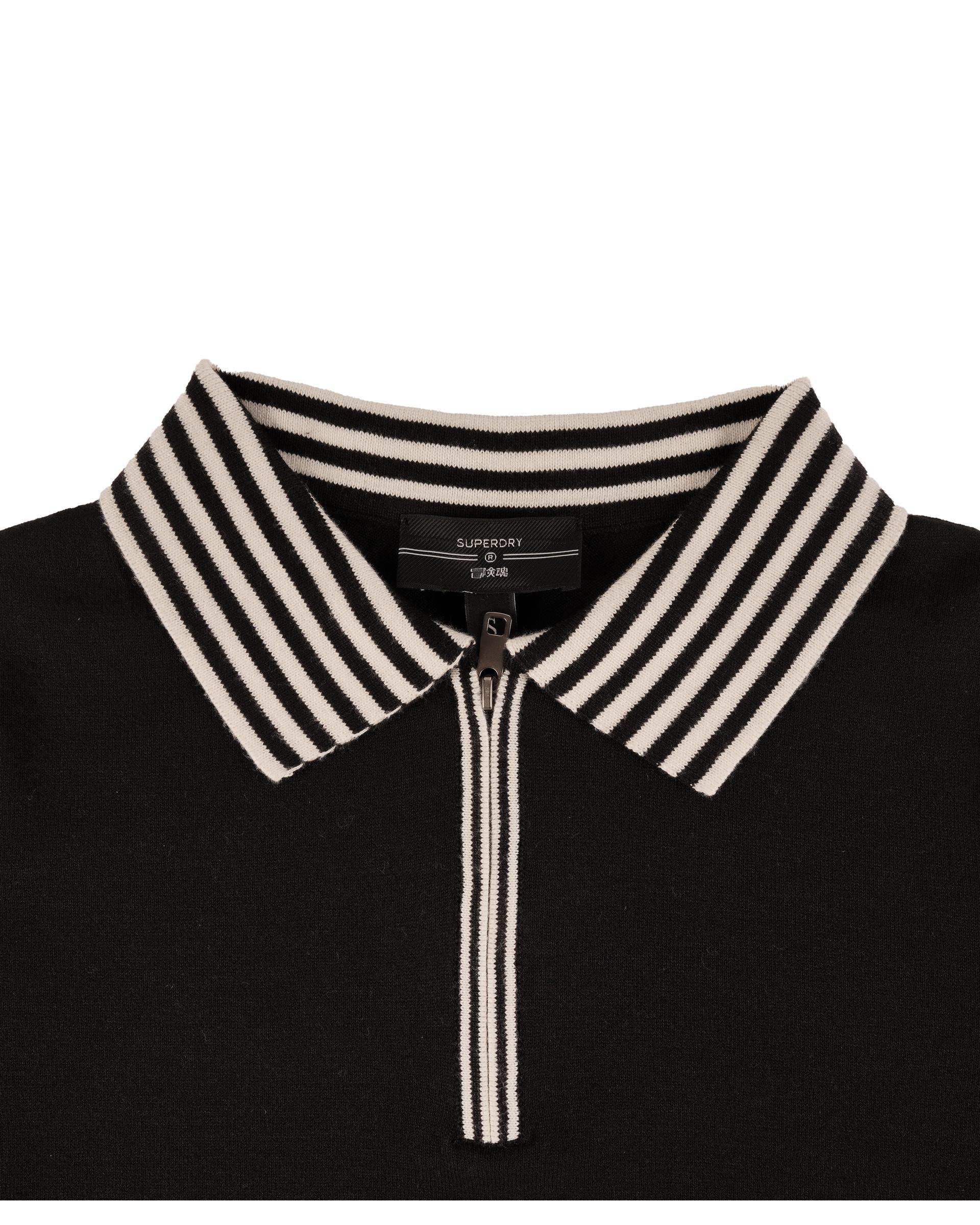 پولوشرت کراپ زنانه نیم زیپ مشکی سوپردرای Superdry کد 6060008
