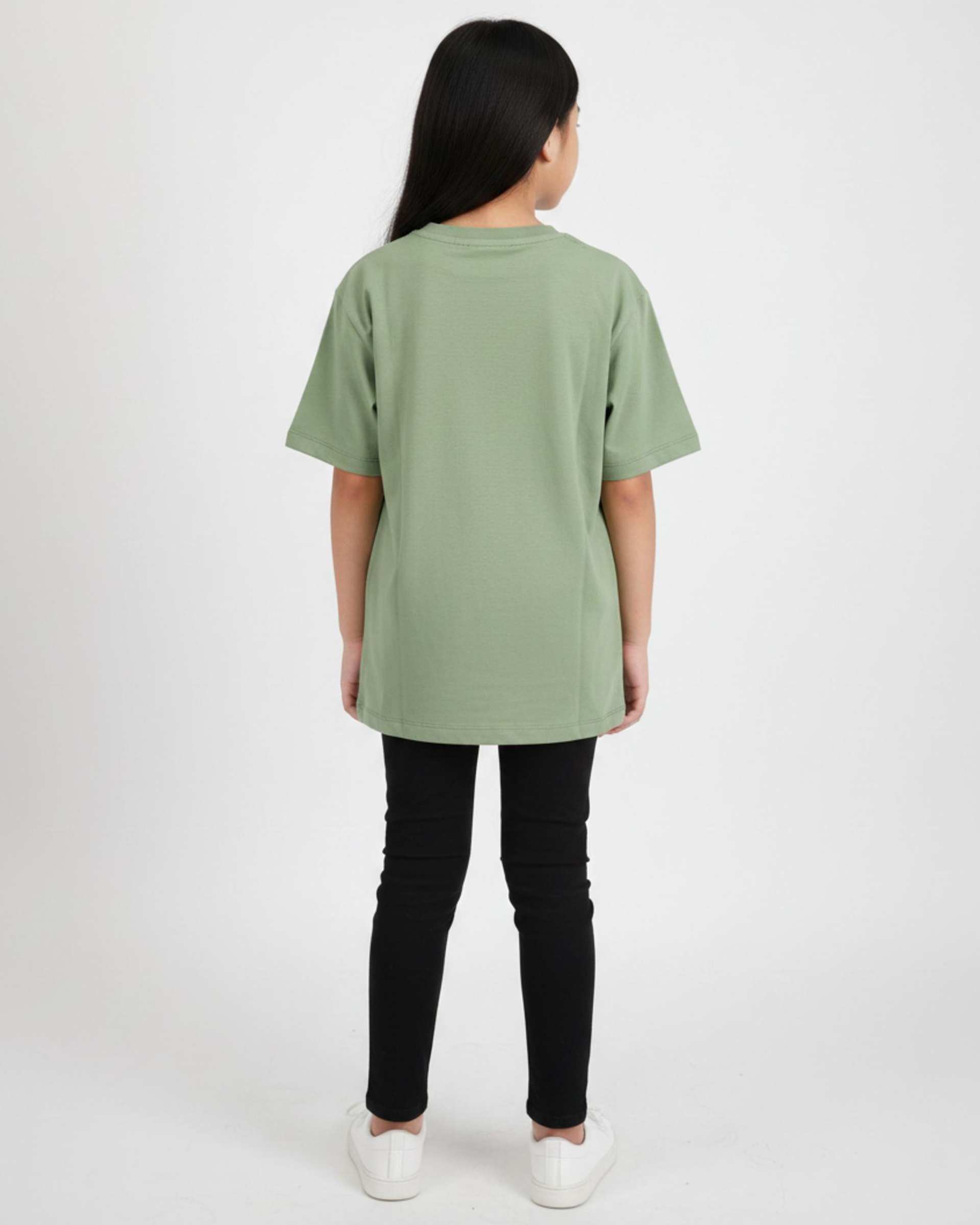 تیشرت دخترانه سبز ماچا مرینو Merino طرح گل کد 1890