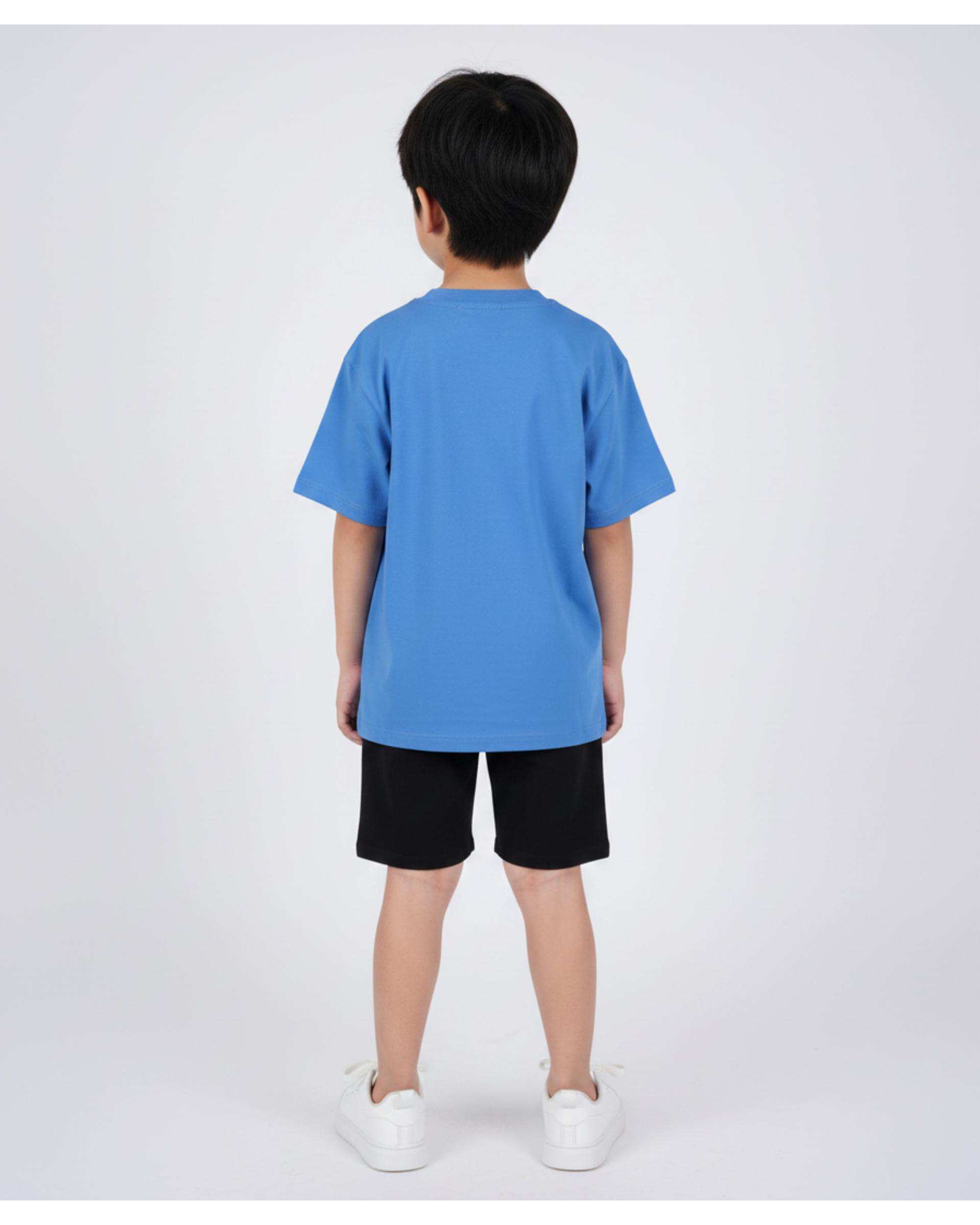 تیشرت پسرانه آبی مرینو Merino طرح FAST کد 1888