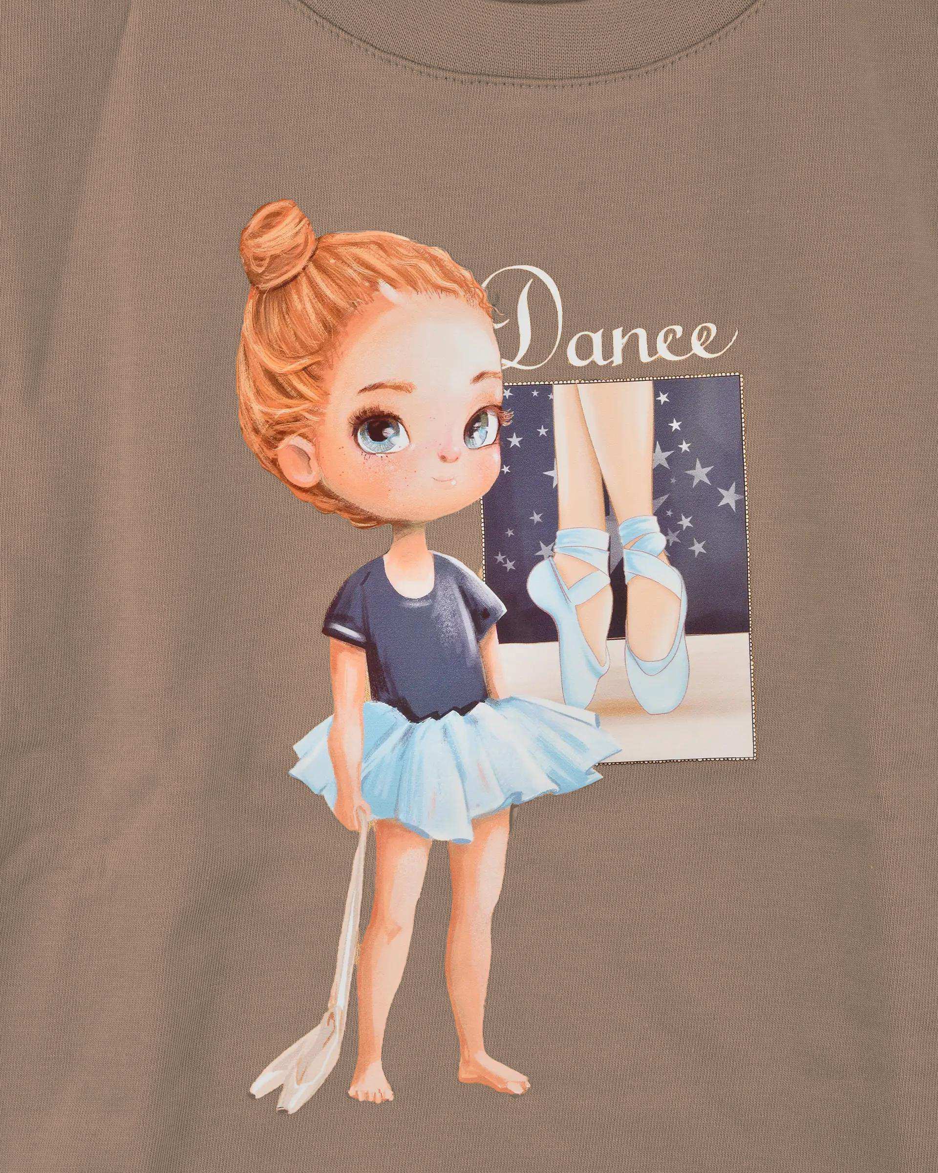 ست تیشرت و شلوارک دخترانه خاکی مدل DANCE لومیک LUMIK کد 13421