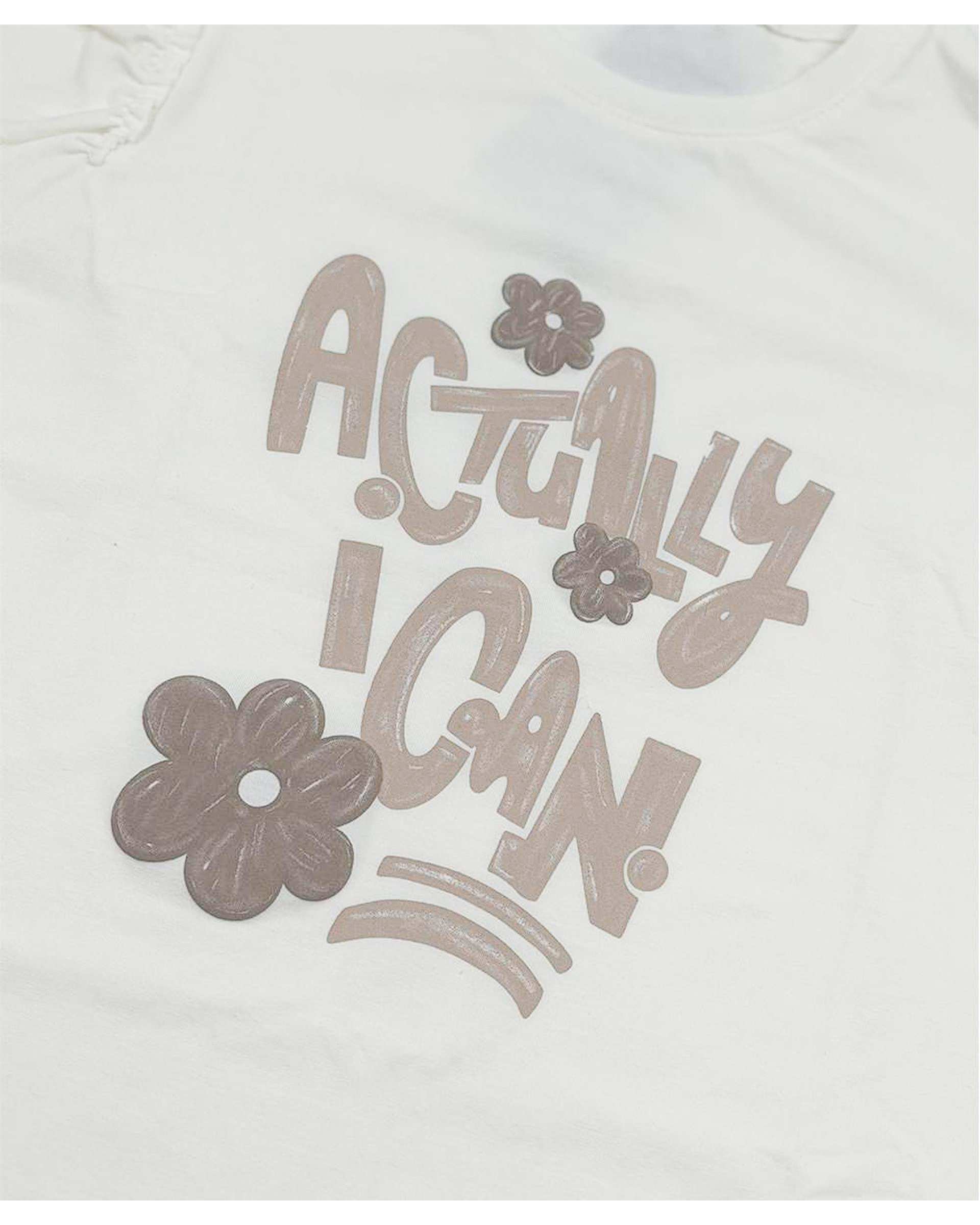 تیشرت دخترانه شیری ملورینا Melorina مدل Actually I can