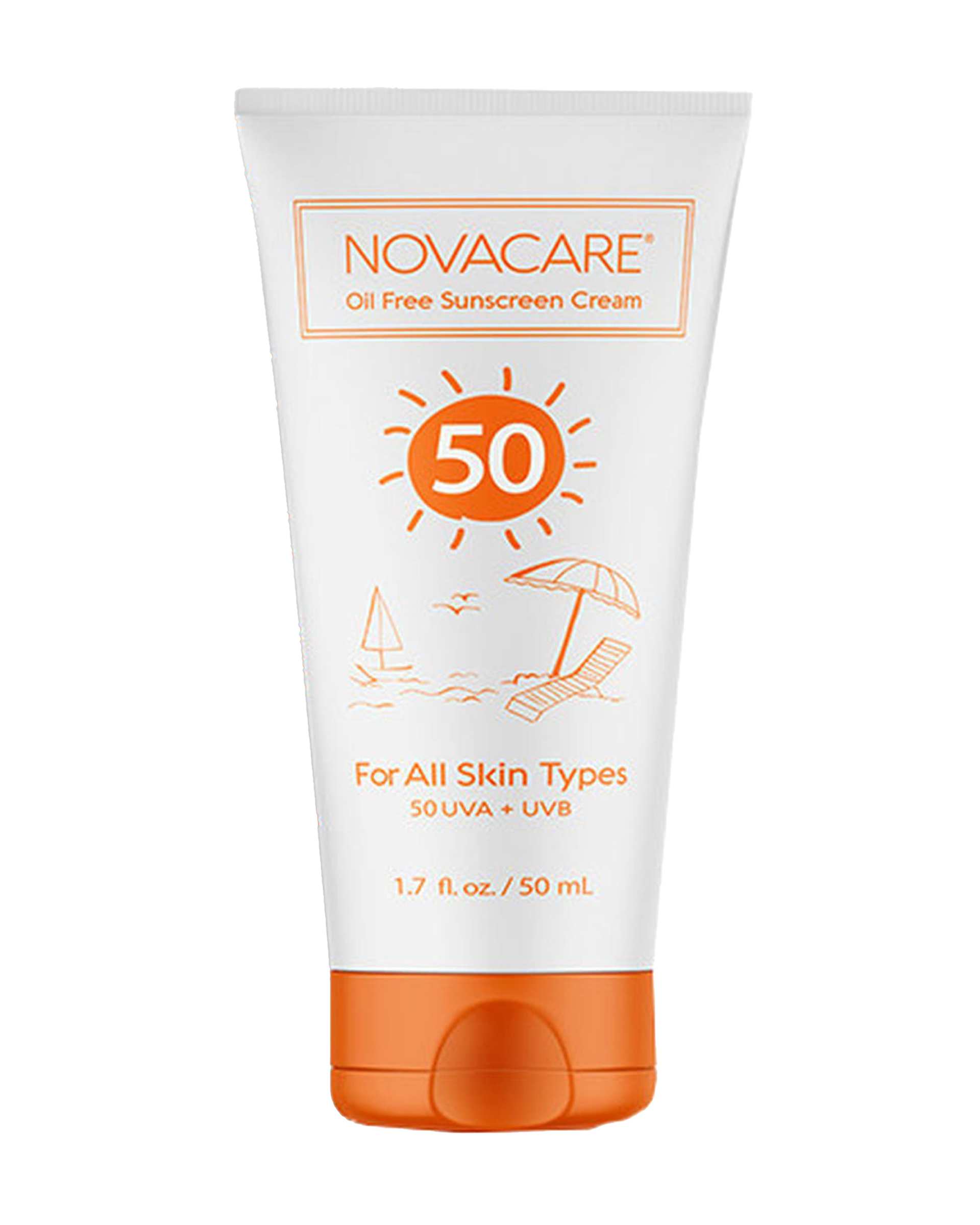 کرم ضد آفتاب بی رنگ SPF50 نواکر Novacare حجم 50 میلی لیتر