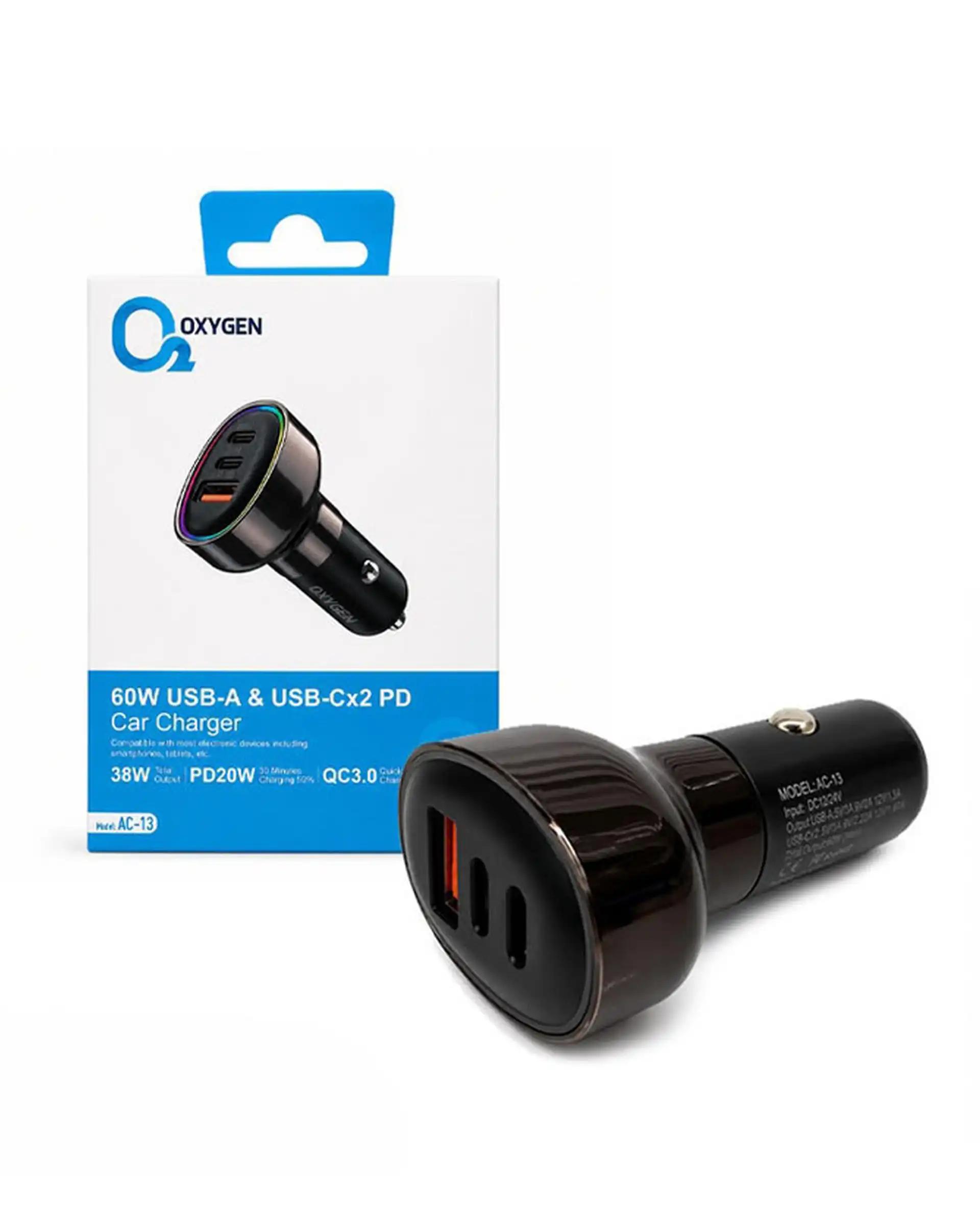 شارژر فندکی 38 وات مشکی اکسیژن Oxygen مدل AC-13