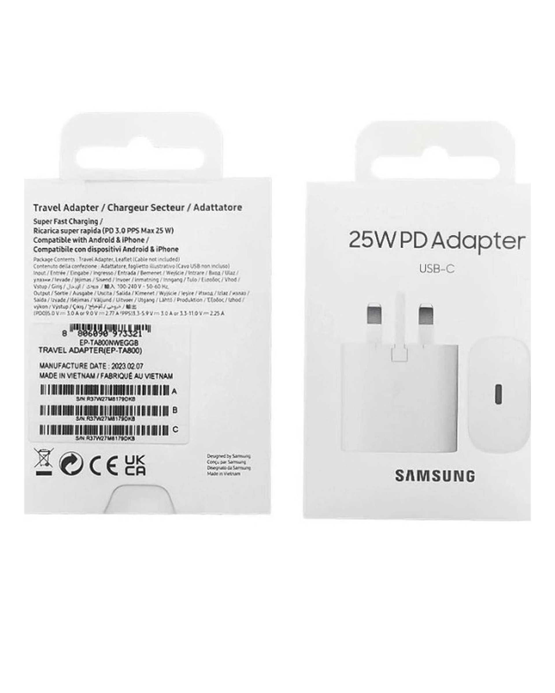 شارژر دیواری اورجینال سه پین 25 وات مشکی سامسونگ Samsung مدل EP-T2510
