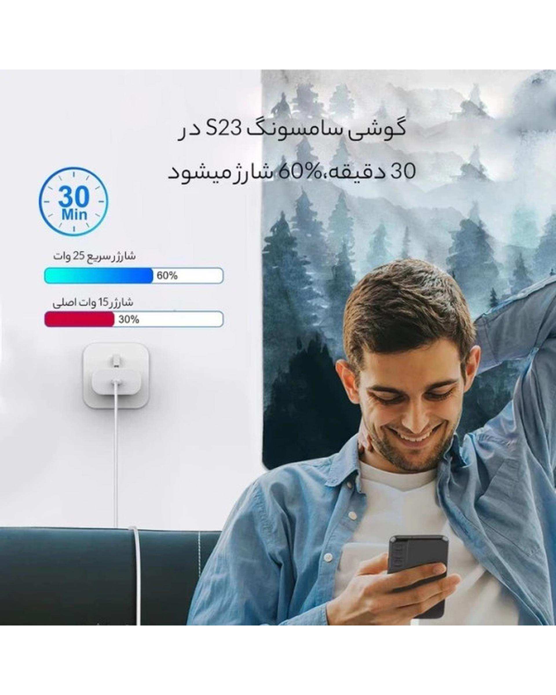 شارژر دیواری اورجینال سه پین 25 وات مشکی سامسونگ Samsung مدل EP-T2510