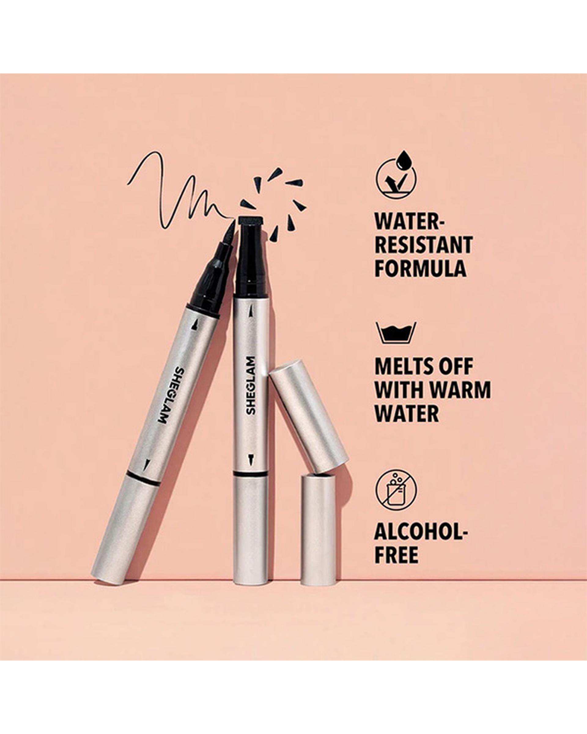 خط چشم ماژیکی دو سر ضد آب مشکی شیگلم Sheglam مدل Wing It Waterproof Liner Duo