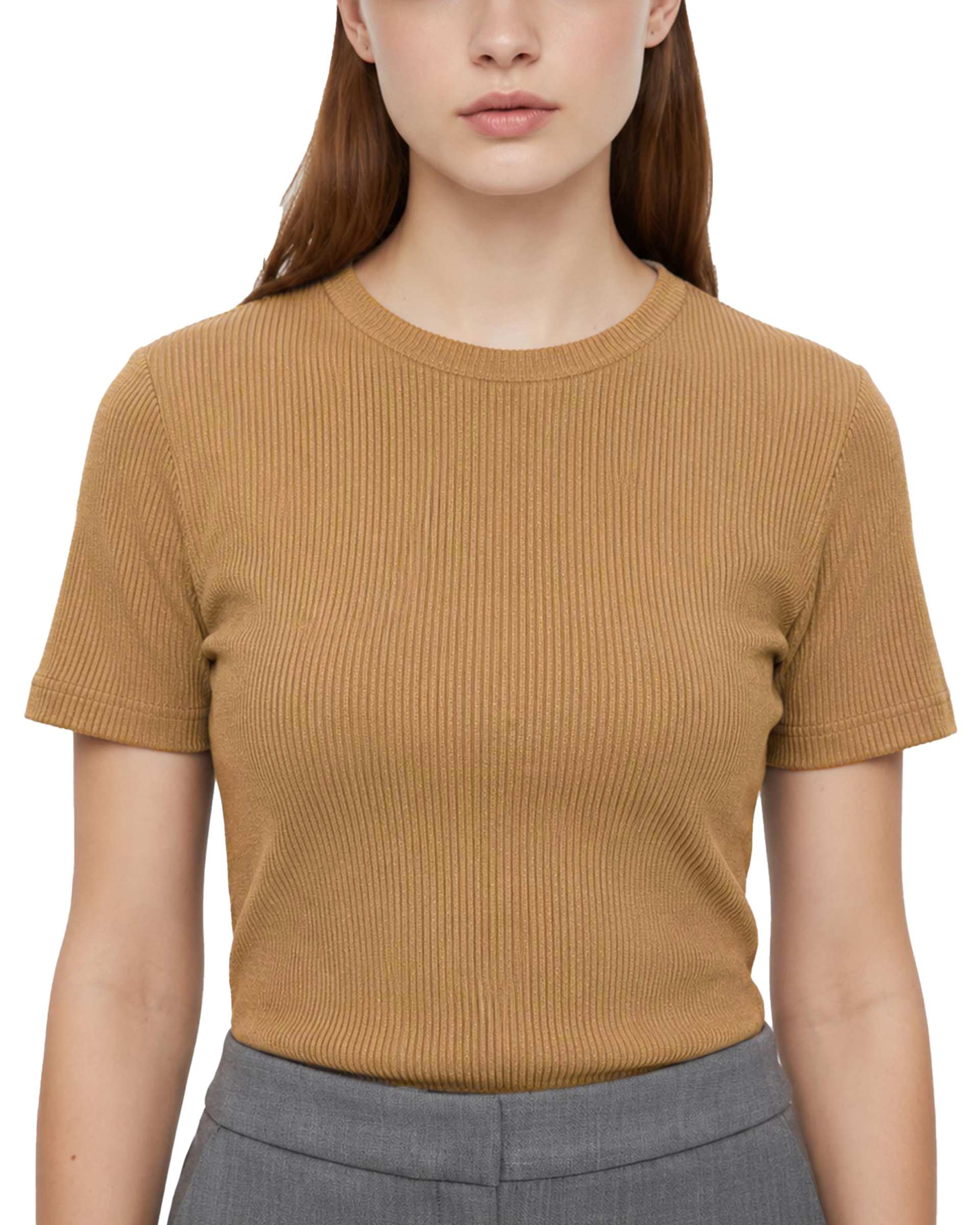 تیشرت کراپ زنانه کبریتی نسکافه ای آماهی Amahi کد 1006