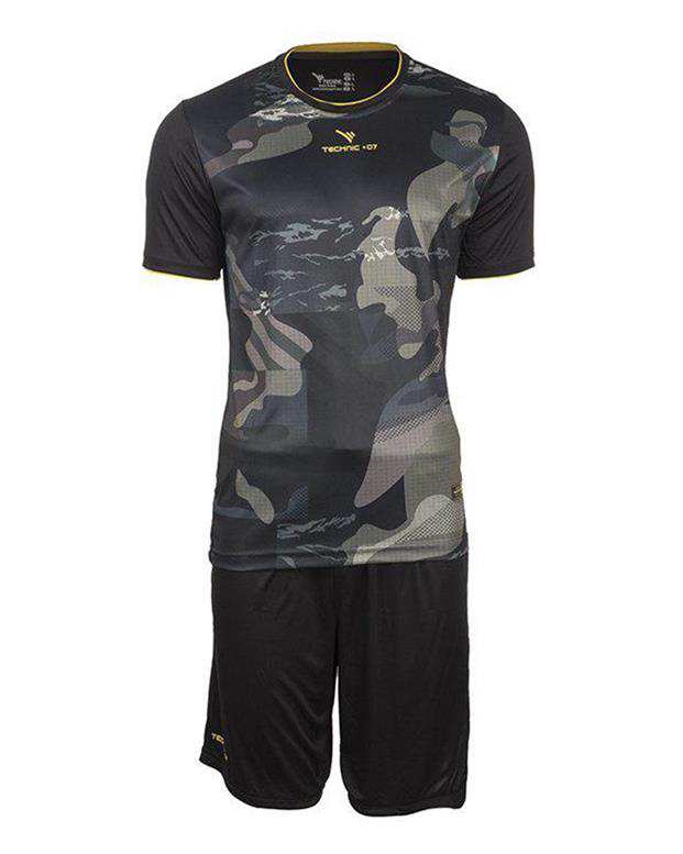 پیراهن شورت ورزشی طرح ارتشی مشکی PS118 تکنیک