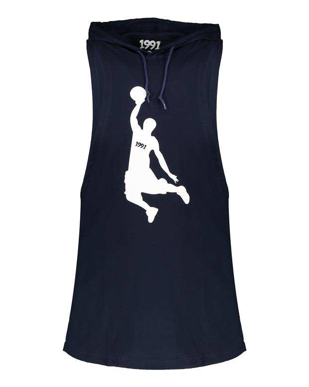 رکابی ورزشی مردانه کلاه‌دار سرمه ای 1991