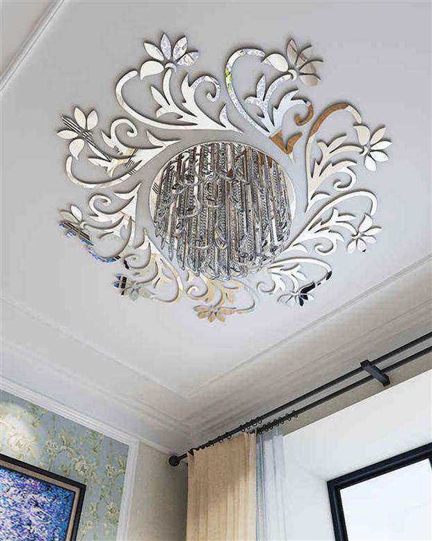 آینه طرح گلستان کد 80C نقره ای دوبکس