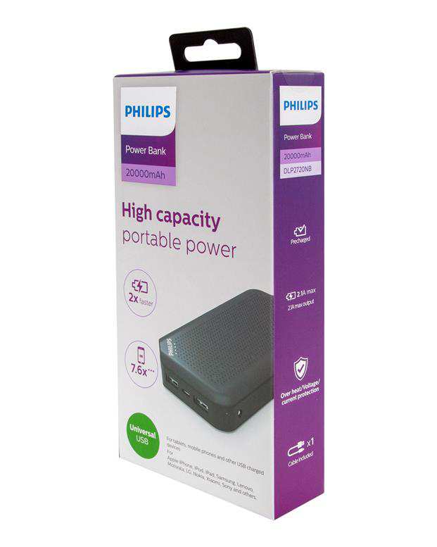 پاور بانک مشکی مدل DLP2720NB   ظرفیت 20000mAh فیلیپس