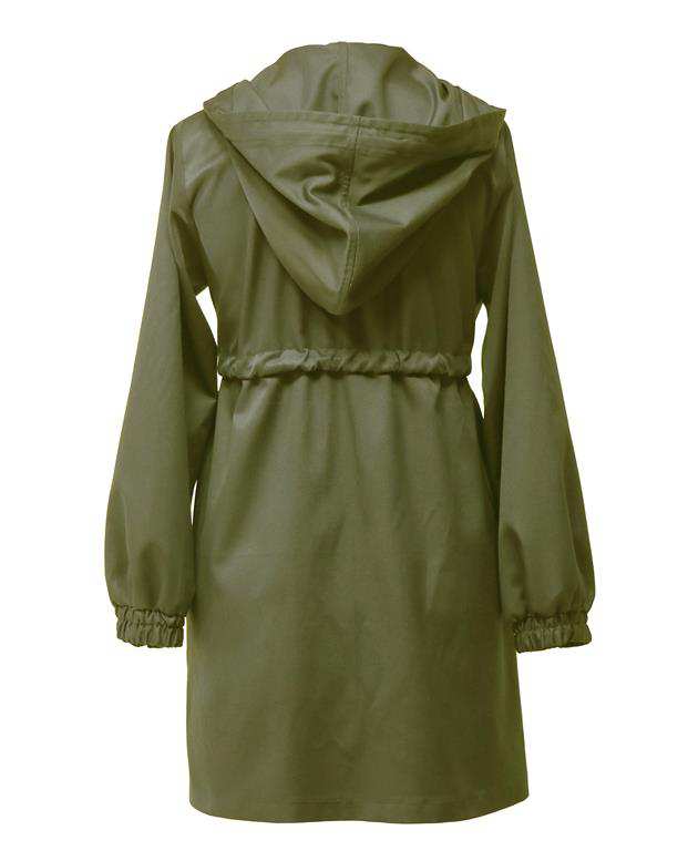 بارانی زنانه کوتاه کلاهدار کد 1100019 سبز درس ایگو