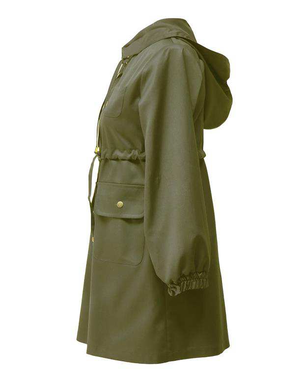 بارانی زنانه کوتاه کلاهدار کد 1100019 سبز درس ایگو