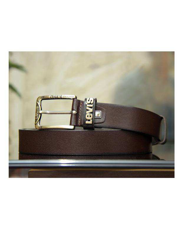 کمربند چرم طبیعی گاوی مردانه Belt-203G قهوه ای چرم بیسراک