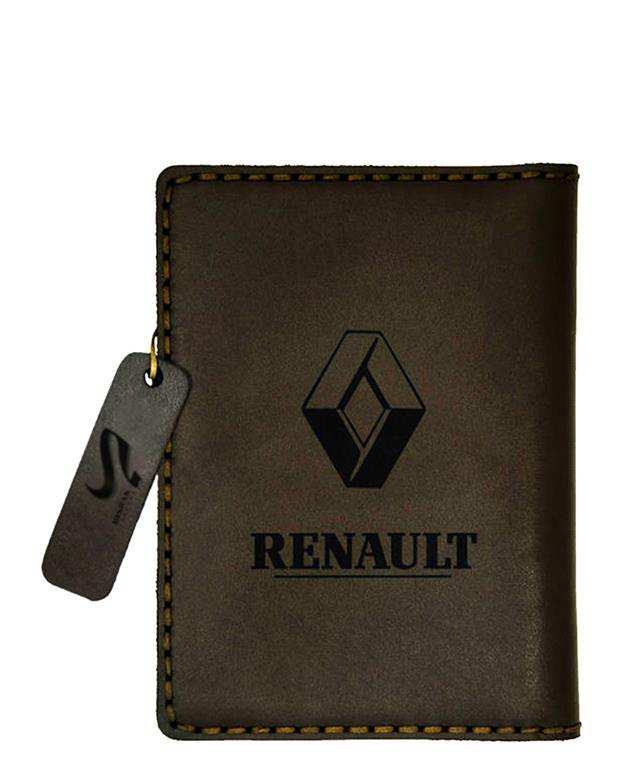 کیف چرم مدارک خودرو طرح رنو کد Renault-301 قهوه ای بیسراک