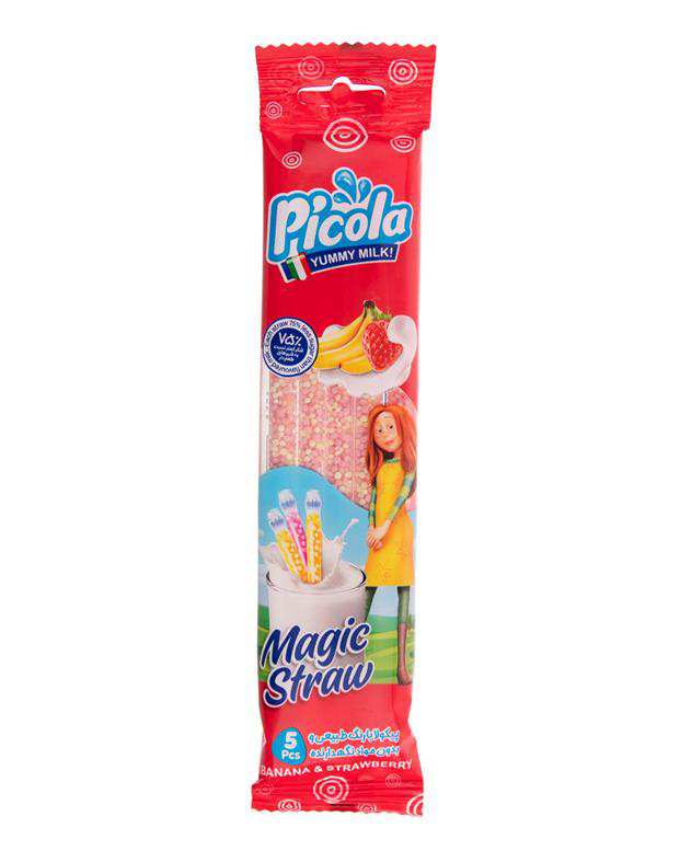 نی شیر موز و توت فرنگی 30 گرمی پیکولا بسته 5 عددی