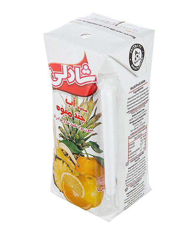 آبمیوه چند میوه بدون شکر 200 میلی‌لیتری شادلی