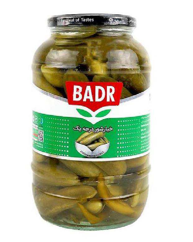 خیارشور درجه یک شیشه ای 1450 گرمی بدر