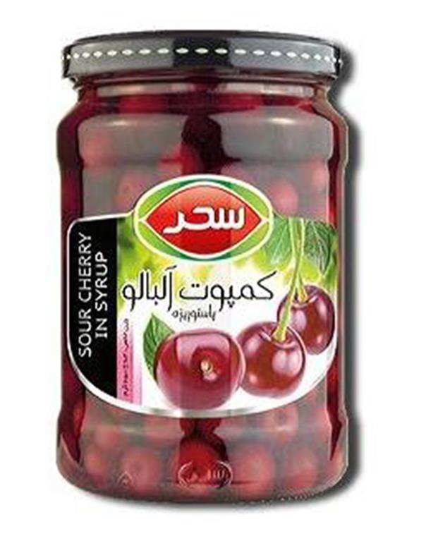 کمپوت آلبالو شیشه اختصاصی 650 گرمی سحر