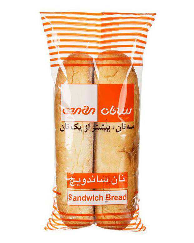 نان ساندویچ 300 گرمی سه نان بسته 2 عددی 