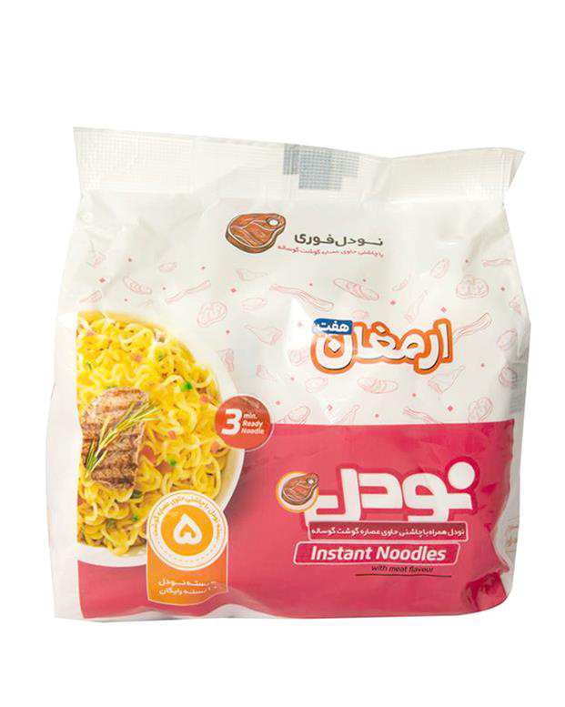 نودل با طعم گوشت 77 گرمی ارمغان هفت بسته 5 عددی