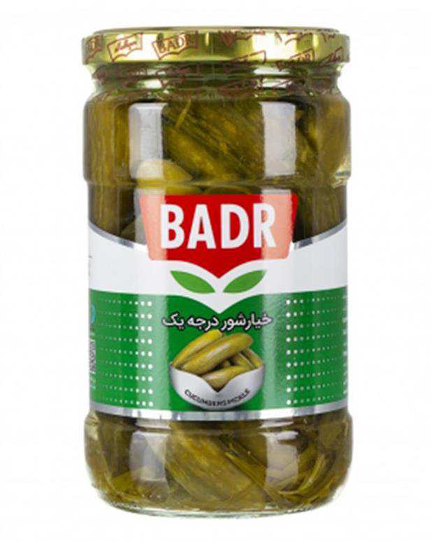 خیارشور درجه یک شیشه ای 620 گرمی بدر