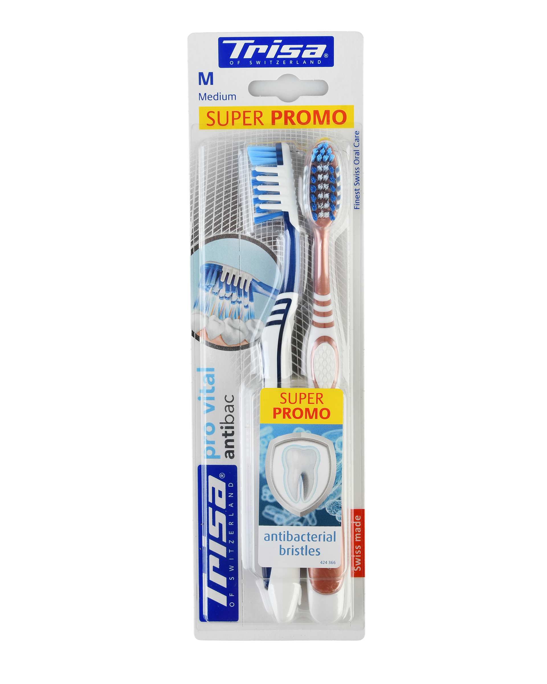 بسته 2 عددی مسواک extra provital با برس متوسط تریزا - ارسال رنگ رندوم