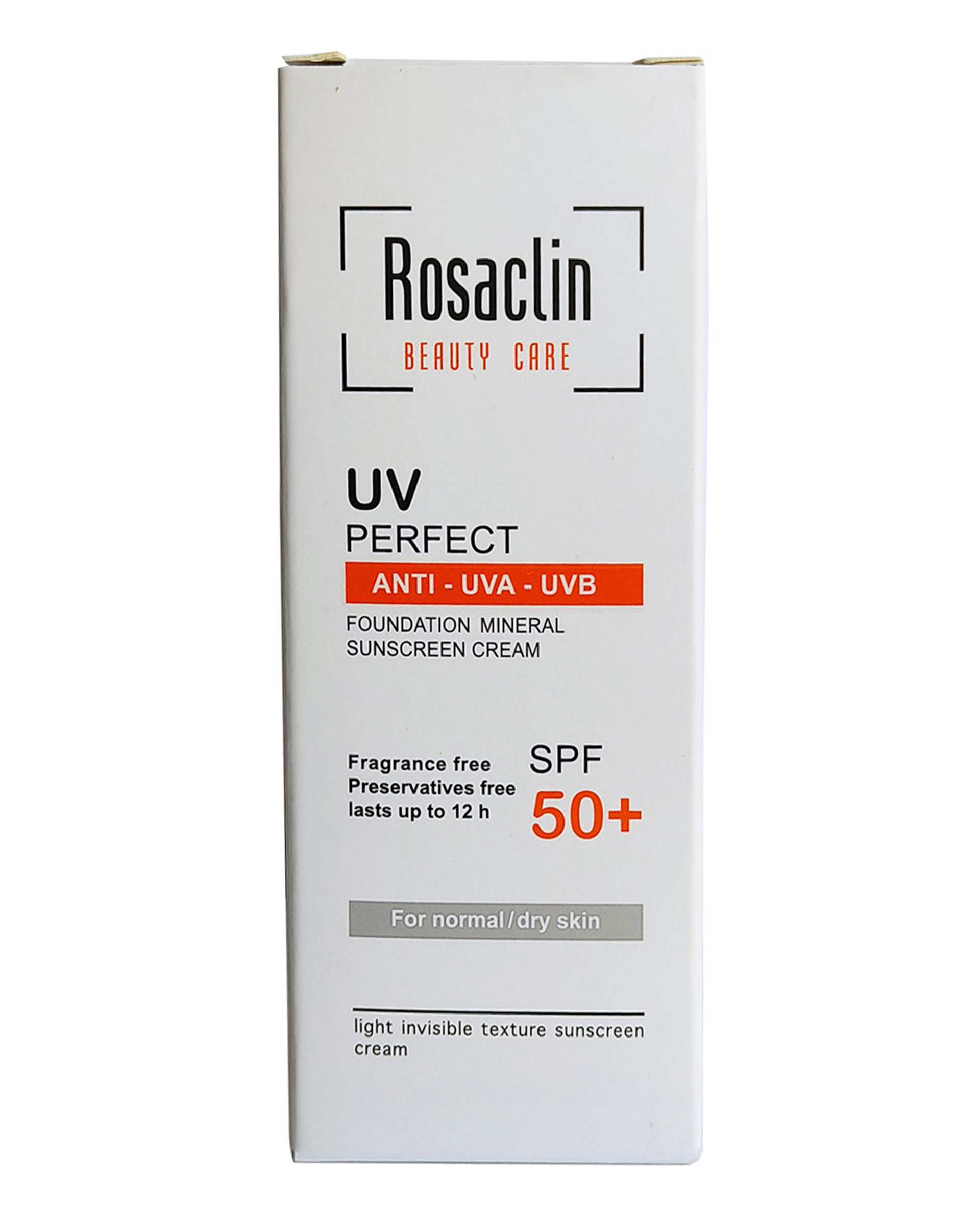 کرم ضد آفتاب بی رنگ SPF50 مناسب پوست خشک و معمولی 40ml رزاکلین