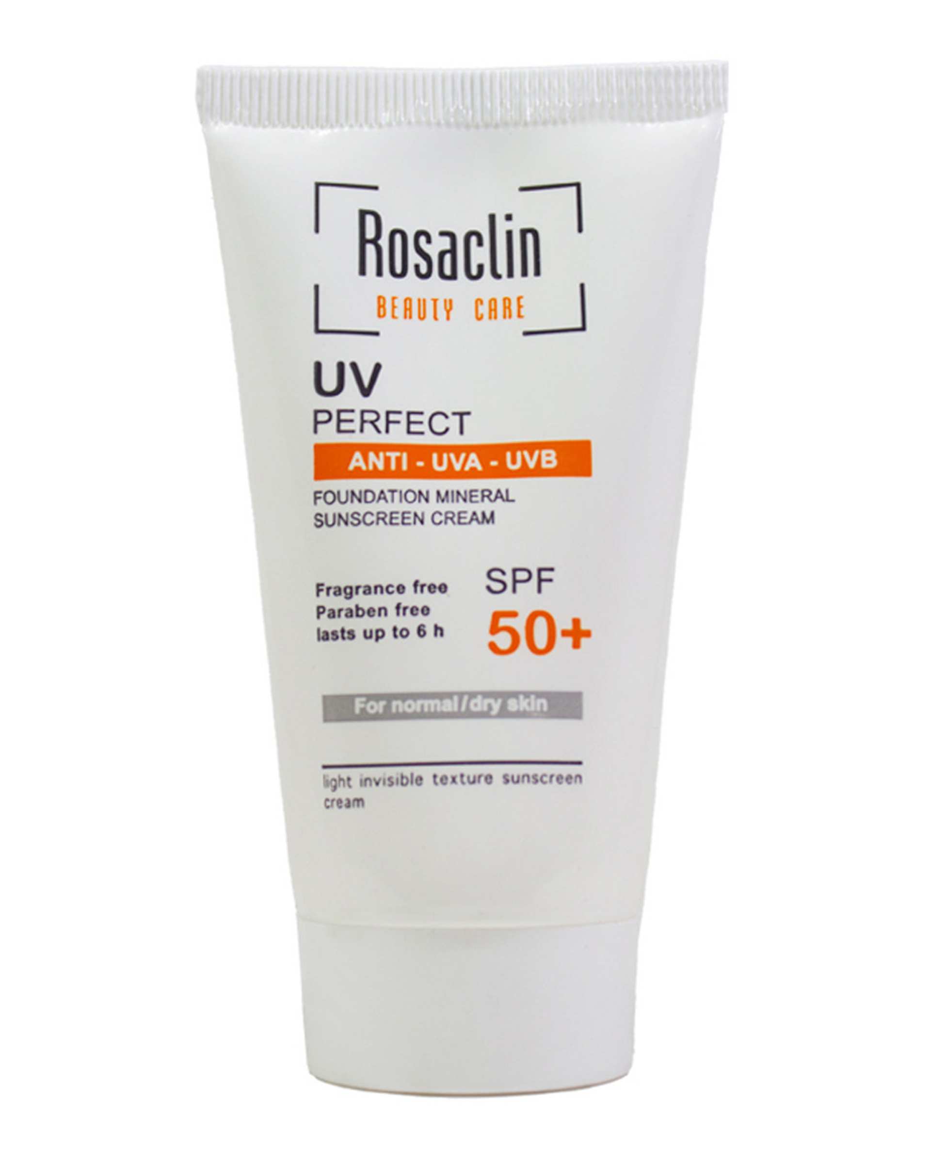 کرم ضد آفتاب بی رنگ SPF50 مناسب پوست خشک و معمولی 40ml رزاکلین