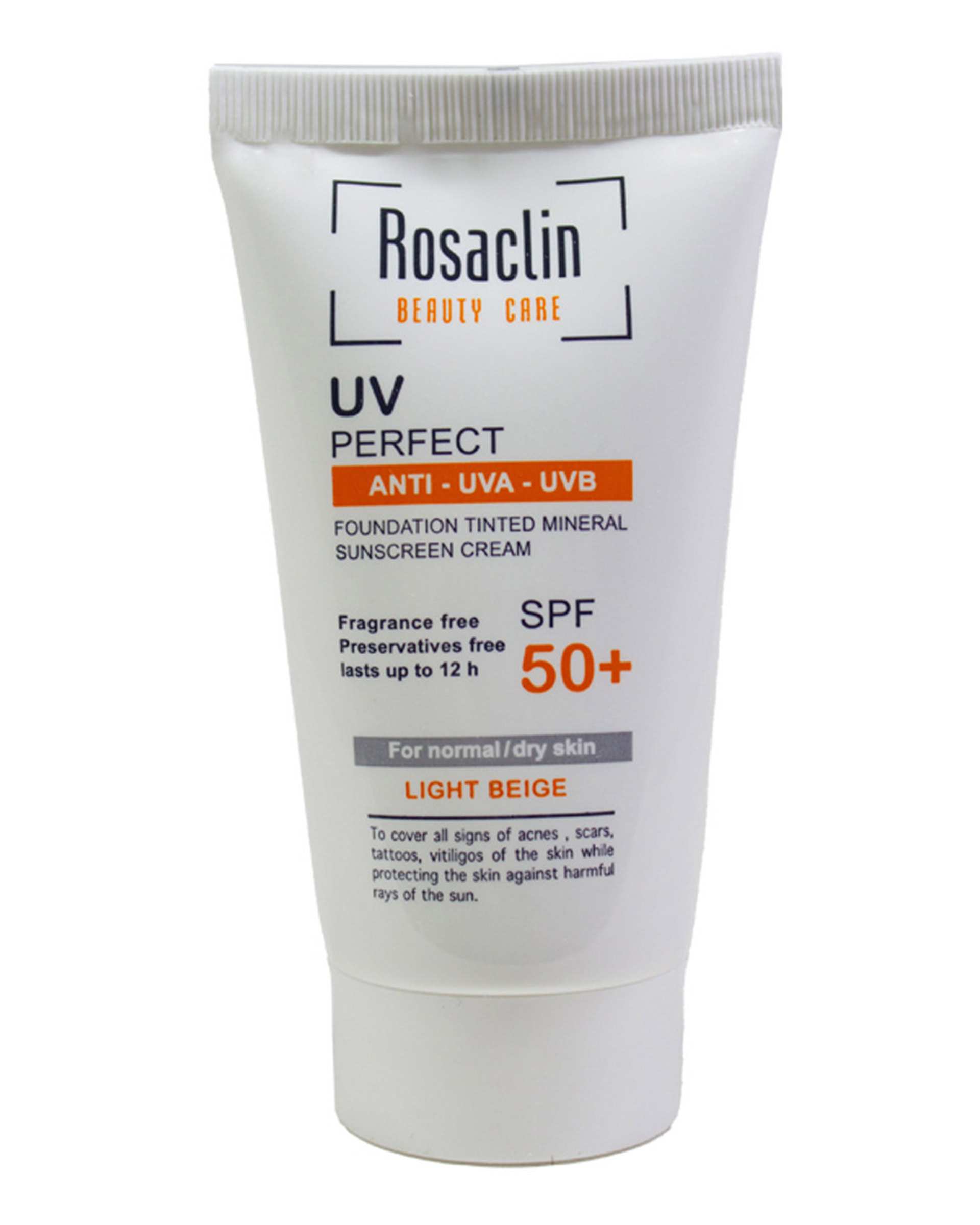 کرم ضد آفتاب بژ روشن SPF50 مناسب پوست خشک 40ml رزاکلین