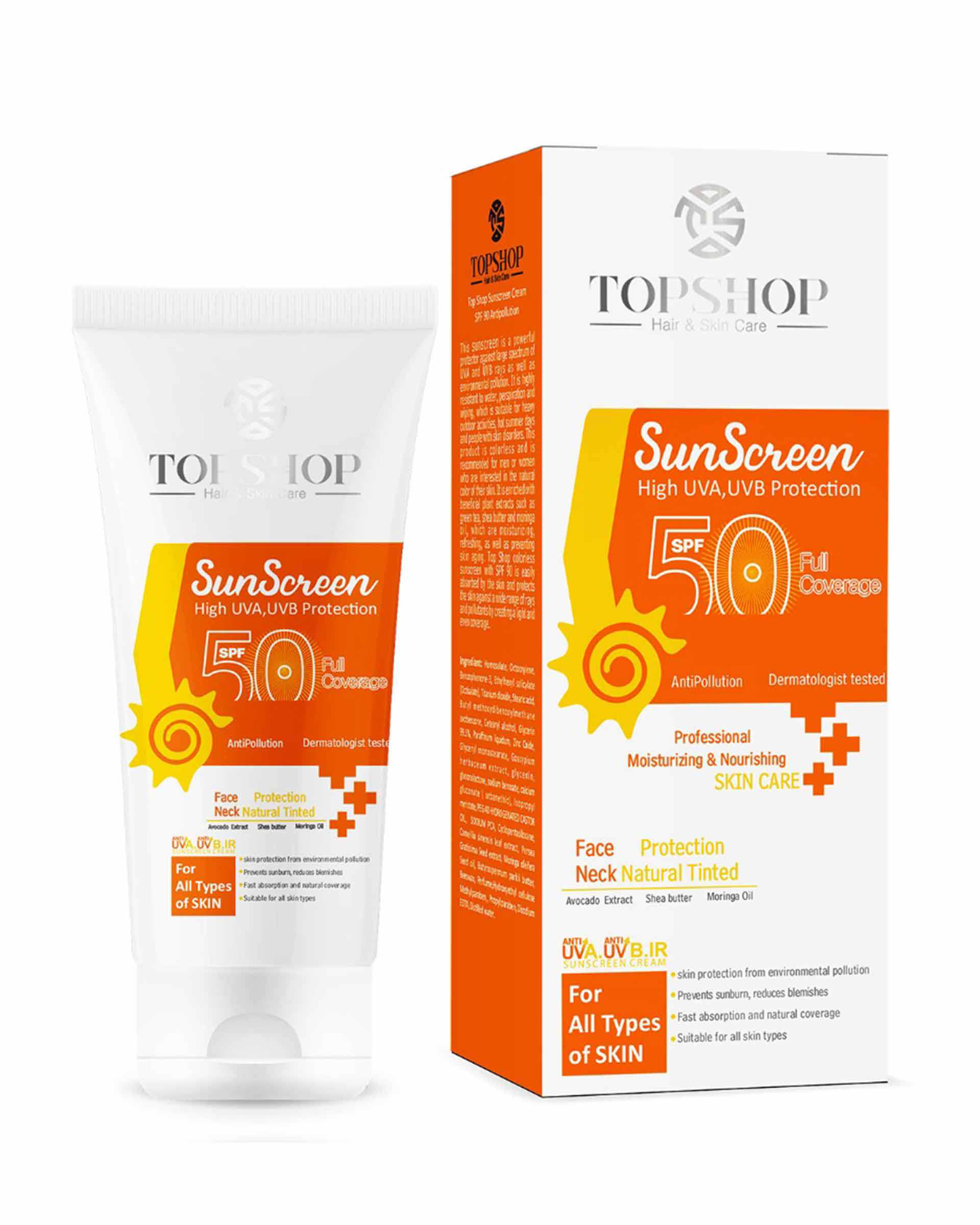 کرم ضدآفتاب بی رنگ 50ml SPF50 تاپ شاپ