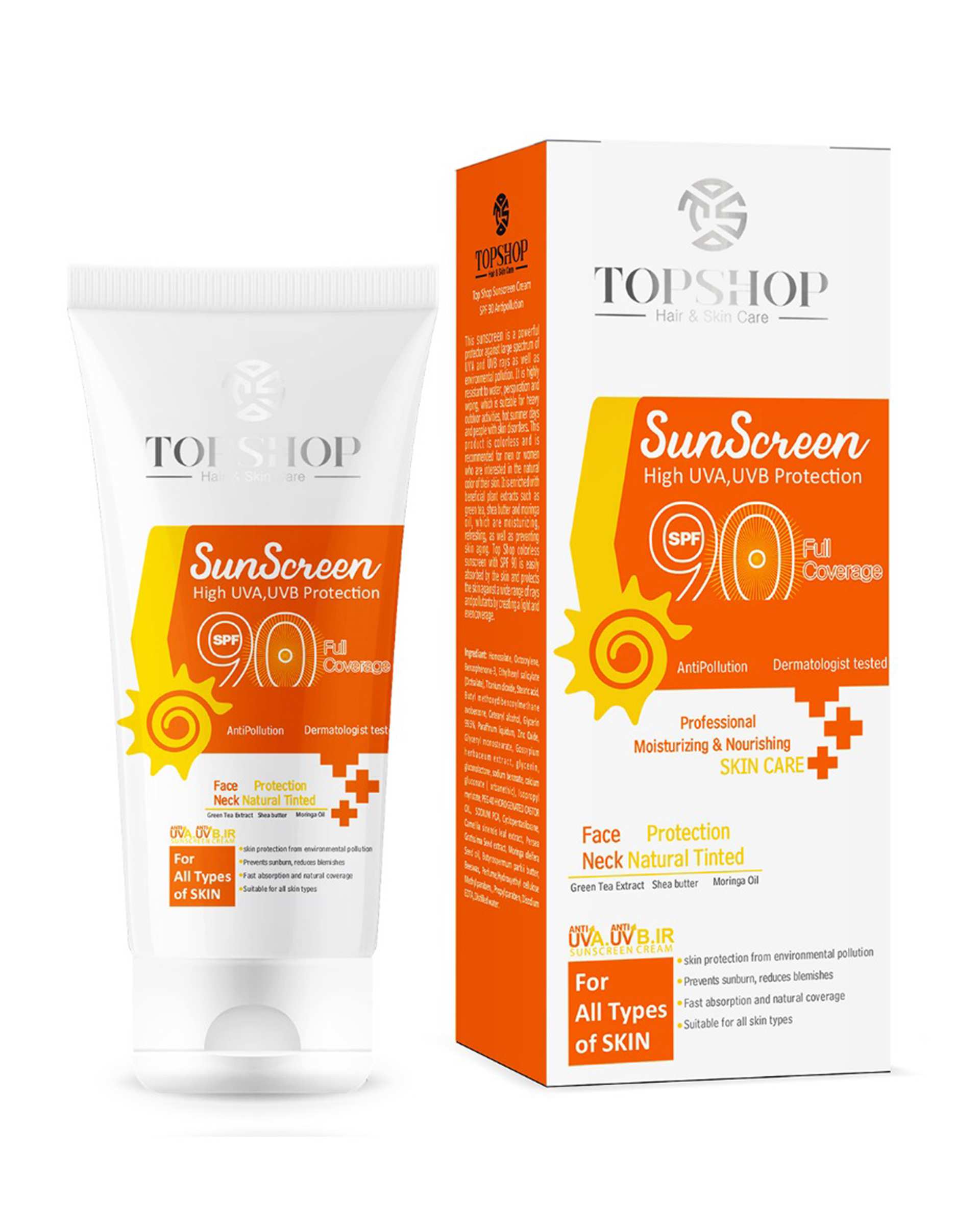 کرم ضدآفتاب بی رنگ 50ml SPF90 تاپ شاپ