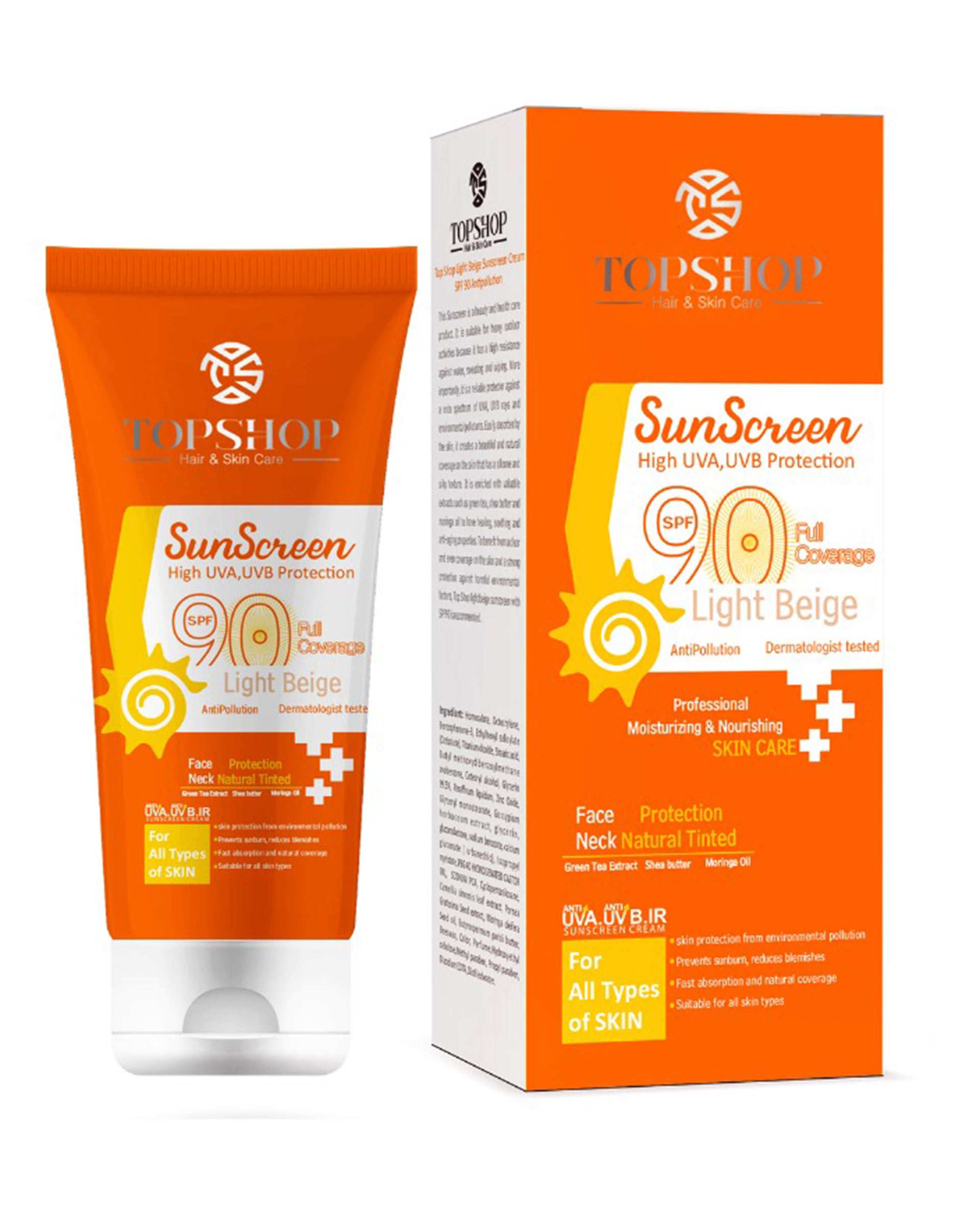 کرم ضدآفتاب SPF50 بژ روشن 50ml تاپ شاپ