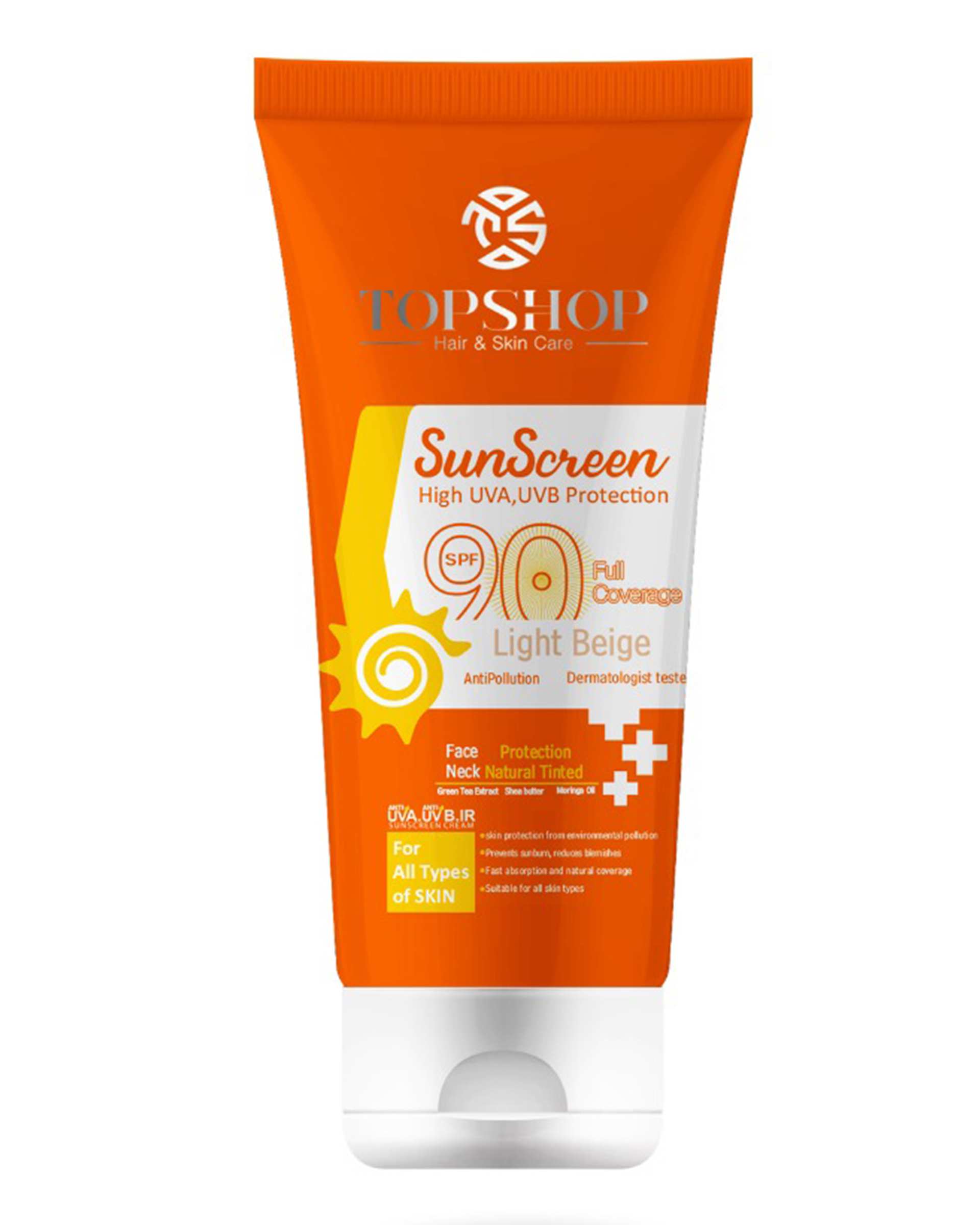 کرم ضدآفتاب SPF90 بژ روشن 50ml تاپ شاپ