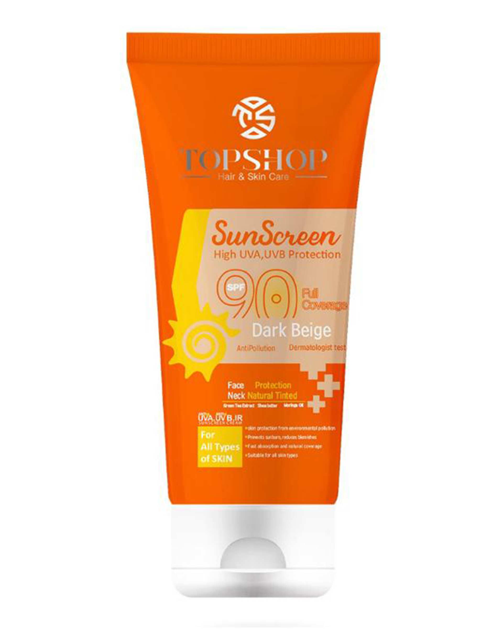 کرم ضدآفتاب SPF90 بژ تیره 50ml تاپ شاپ