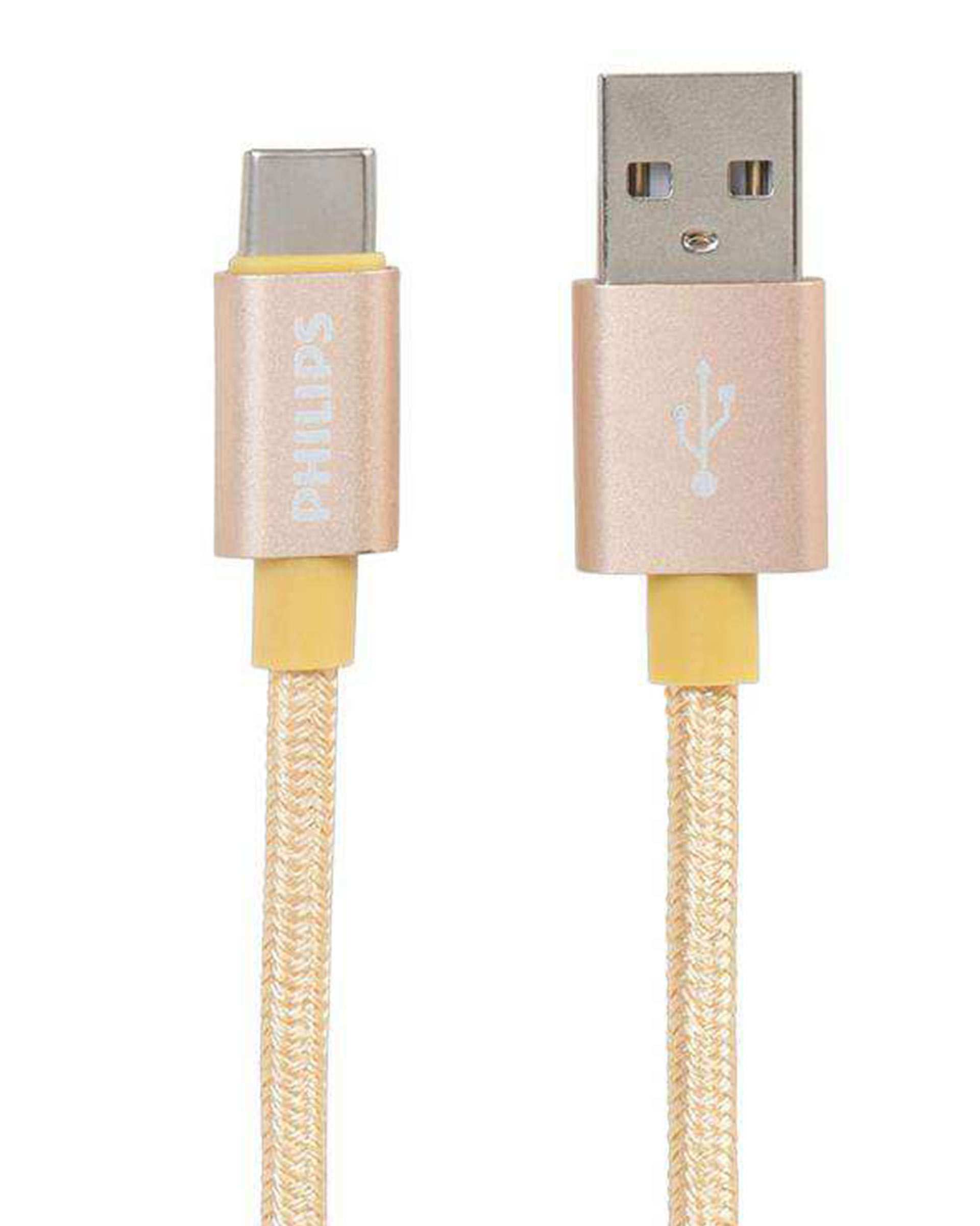 کابل تبدیل USB به USB-C طلایی فیلیپس مدل DLC2528G