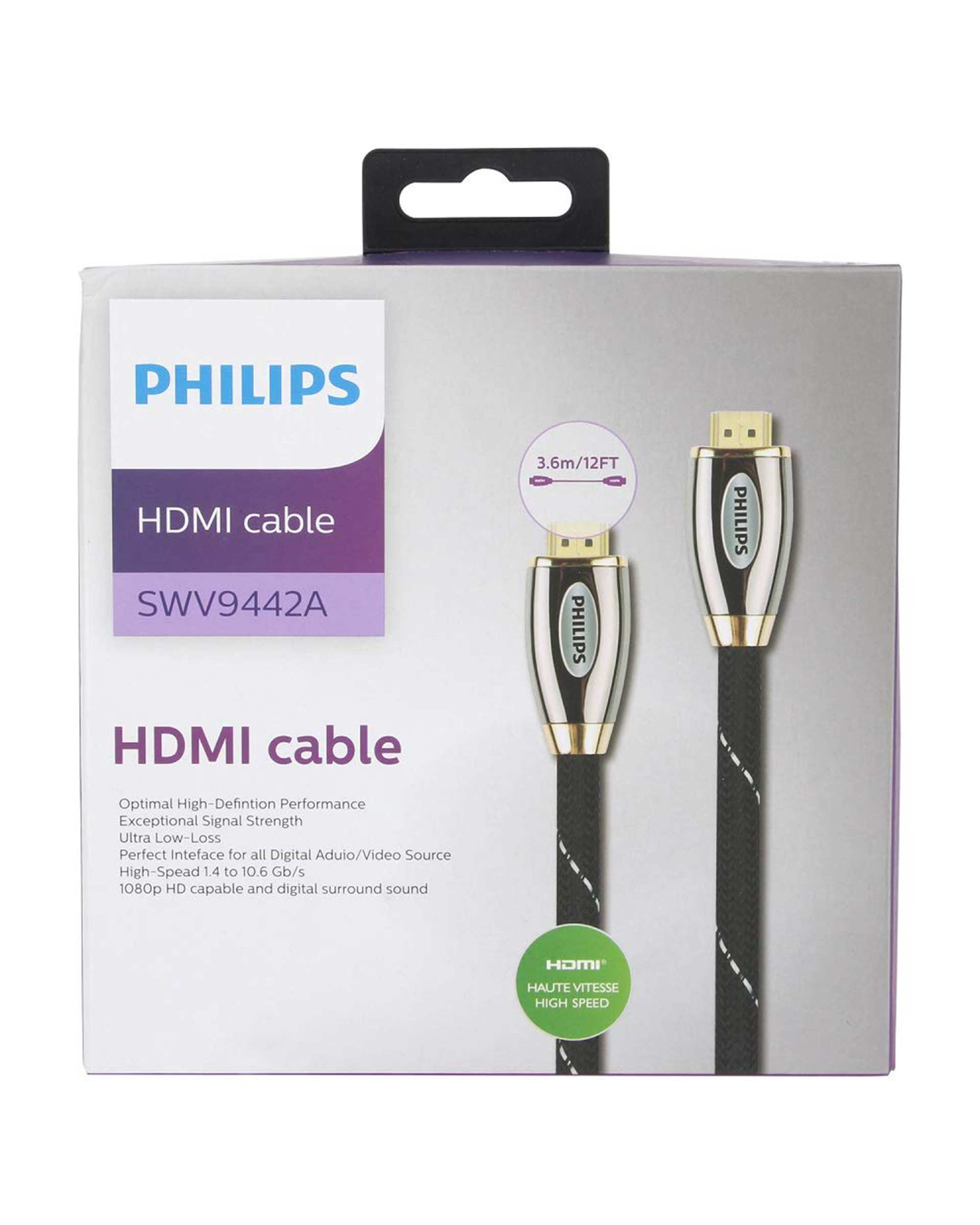 کابل HDMI مشکی فیلیپس مدل SWV9442A  طول 3.6 متر