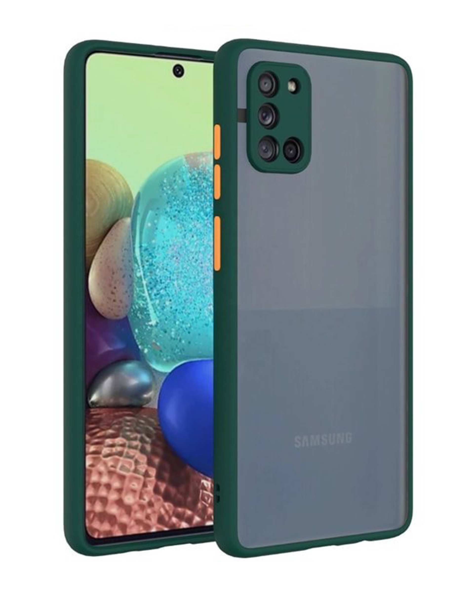 قاب گوشی سامسونگ Galaxy A21s مدل هیبریدی پشت مات سبز تیره سورا کد MH_23