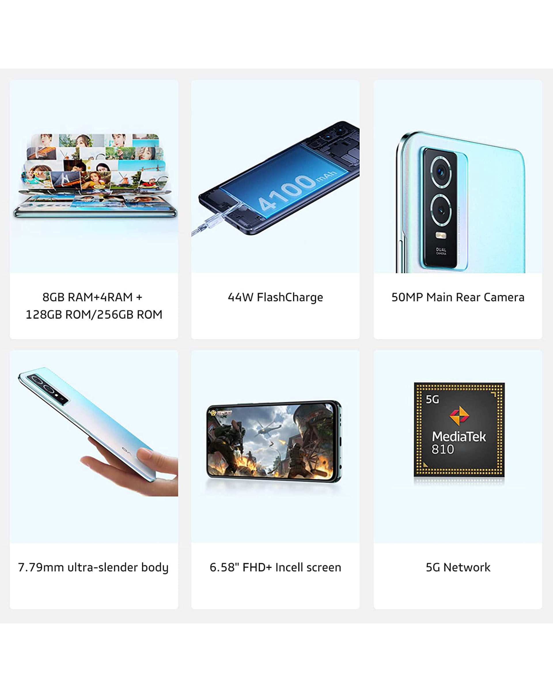 گوشی موبایل ویوو مدل Y76 5G دو سیم کارت ظرفیت 128 گیگابایت و رم 8 گیگابایت