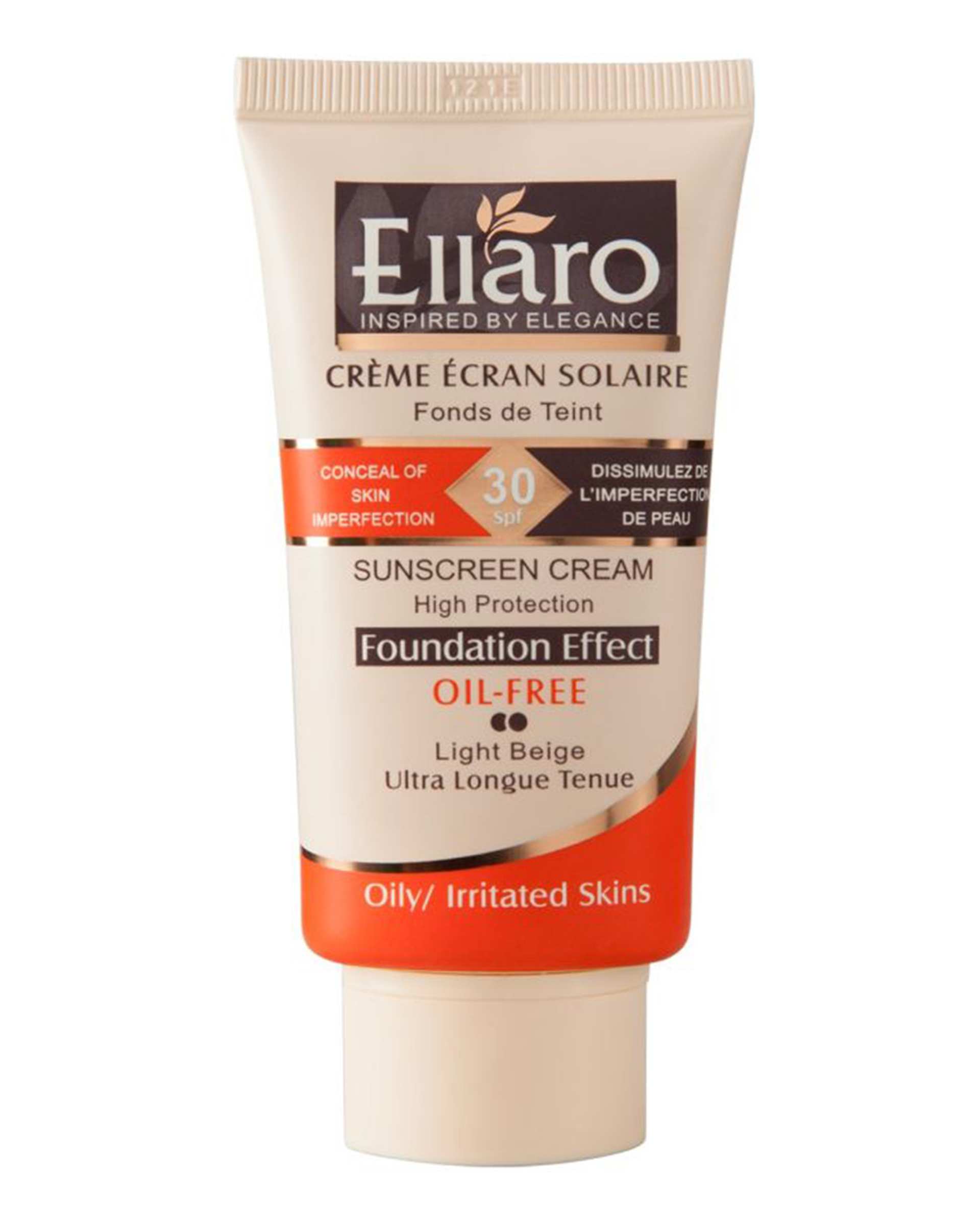 کرم ضد آفتاب رنگی SPF30 الارو Ellaro سری Foundation Effect مدل High Protection حجم 40ml