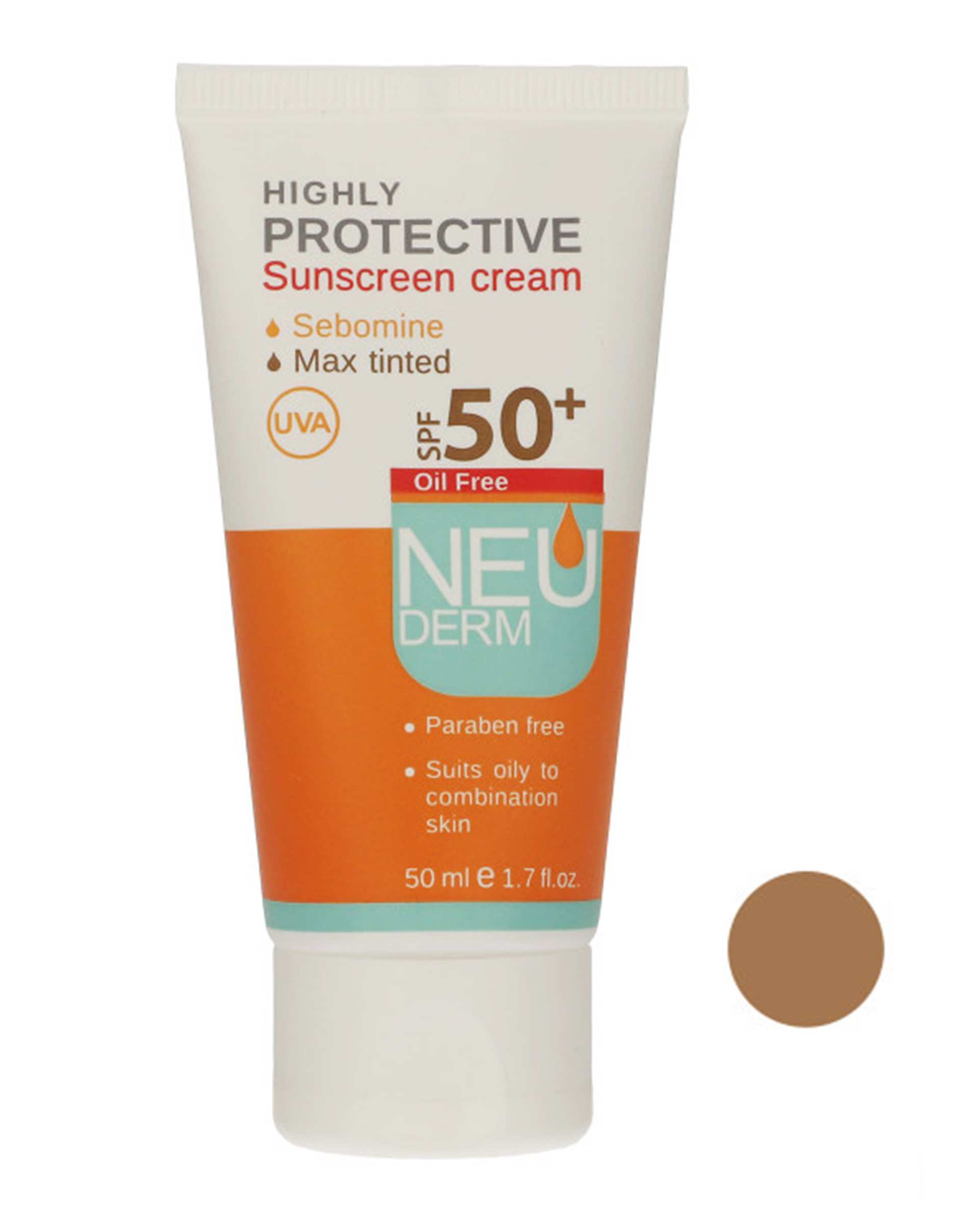 کرم ضد آفتاب SPF50 رنگی بدون چربی نئودرم مدل Highly Protective Max Tinted حجم 50ml