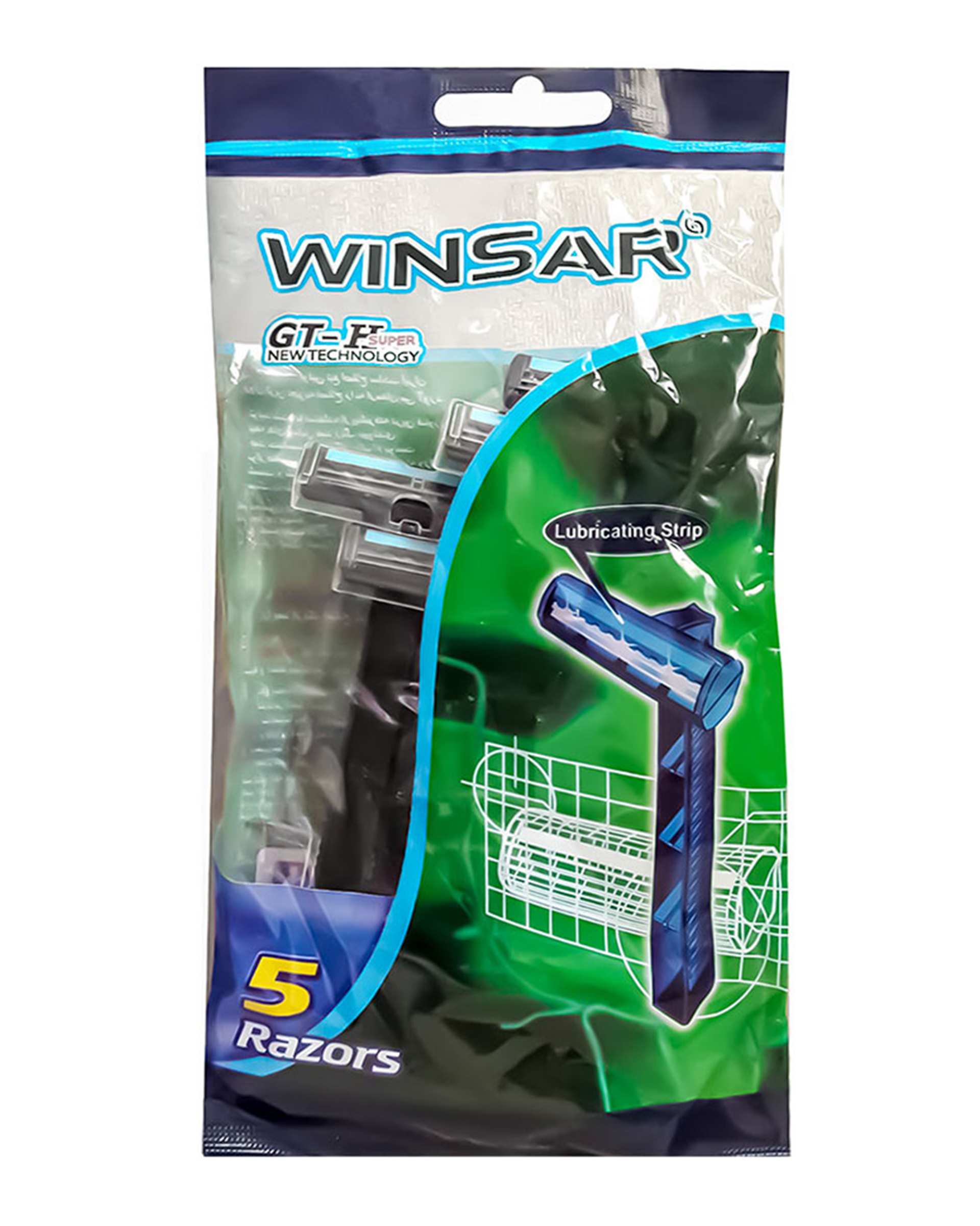 خود تراش دو لبه صابون دار وینسار Winsar مدل GT-H-Super بسته 5 عددی 