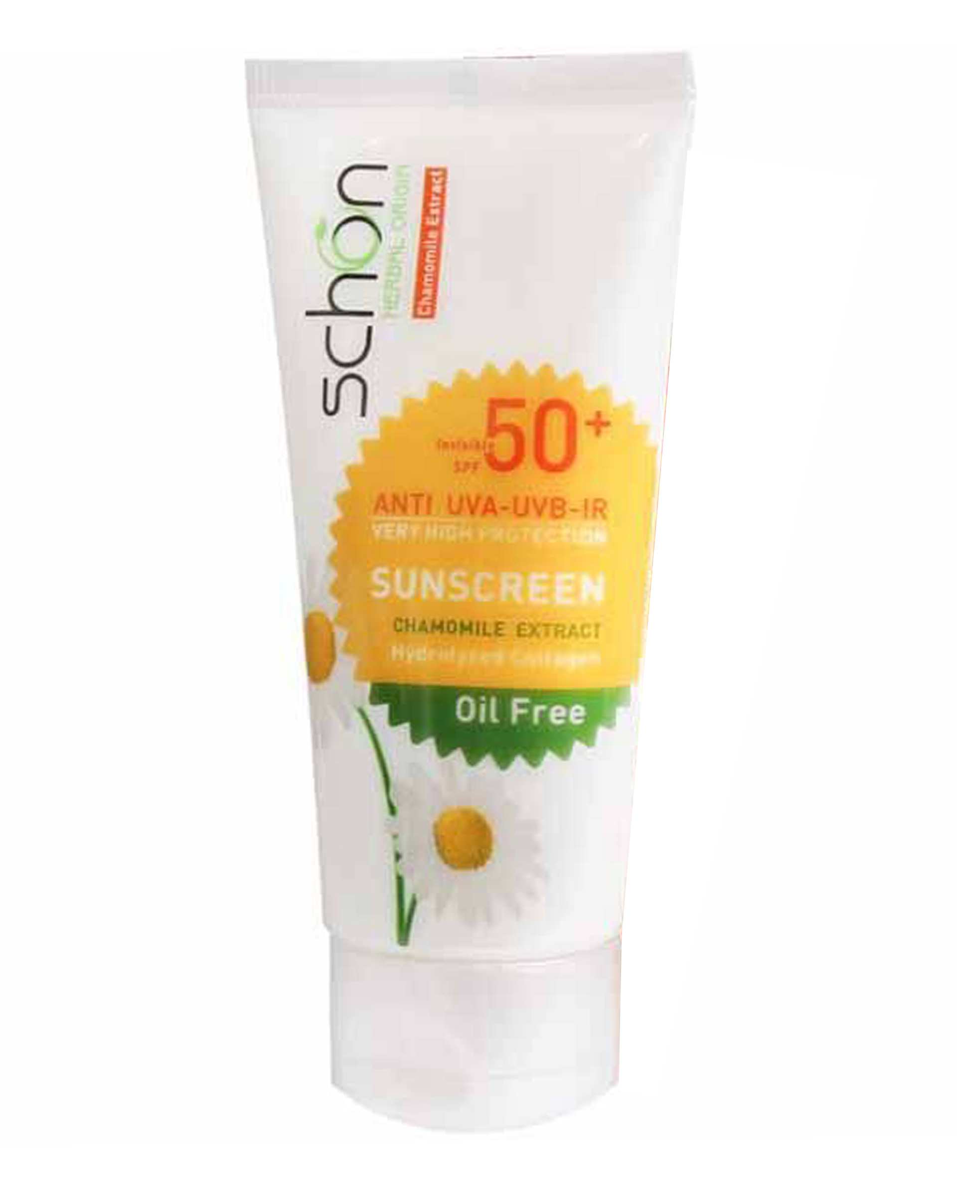 کرم ضد افتاب SPF50 بدون چربی شون Schon حاوی عصاره بابونه 50ml