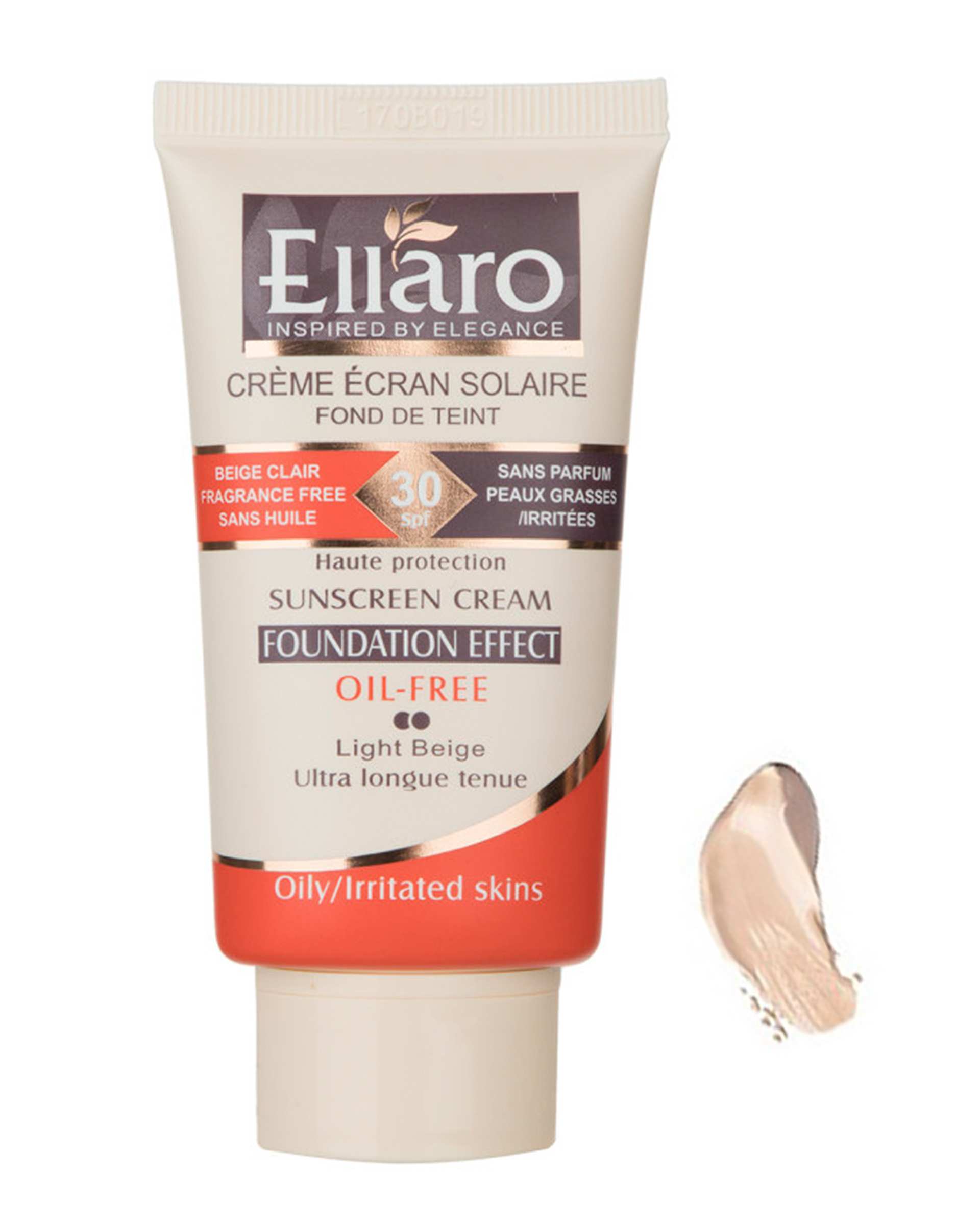 کرم ضد آفتاب رنگی SPF30 بدون چربی الارو Ellaro مدل Light Beige حجم 40ml