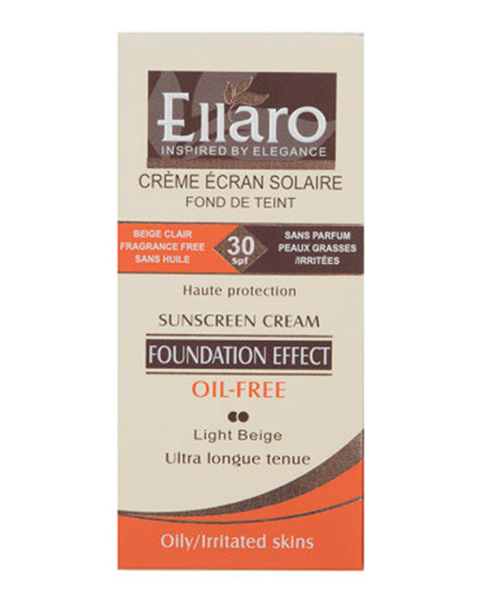 کرم ضد آفتاب رنگی SPF30 بدون چربی الارو Ellaro مدل Light Beige حجم 40ml