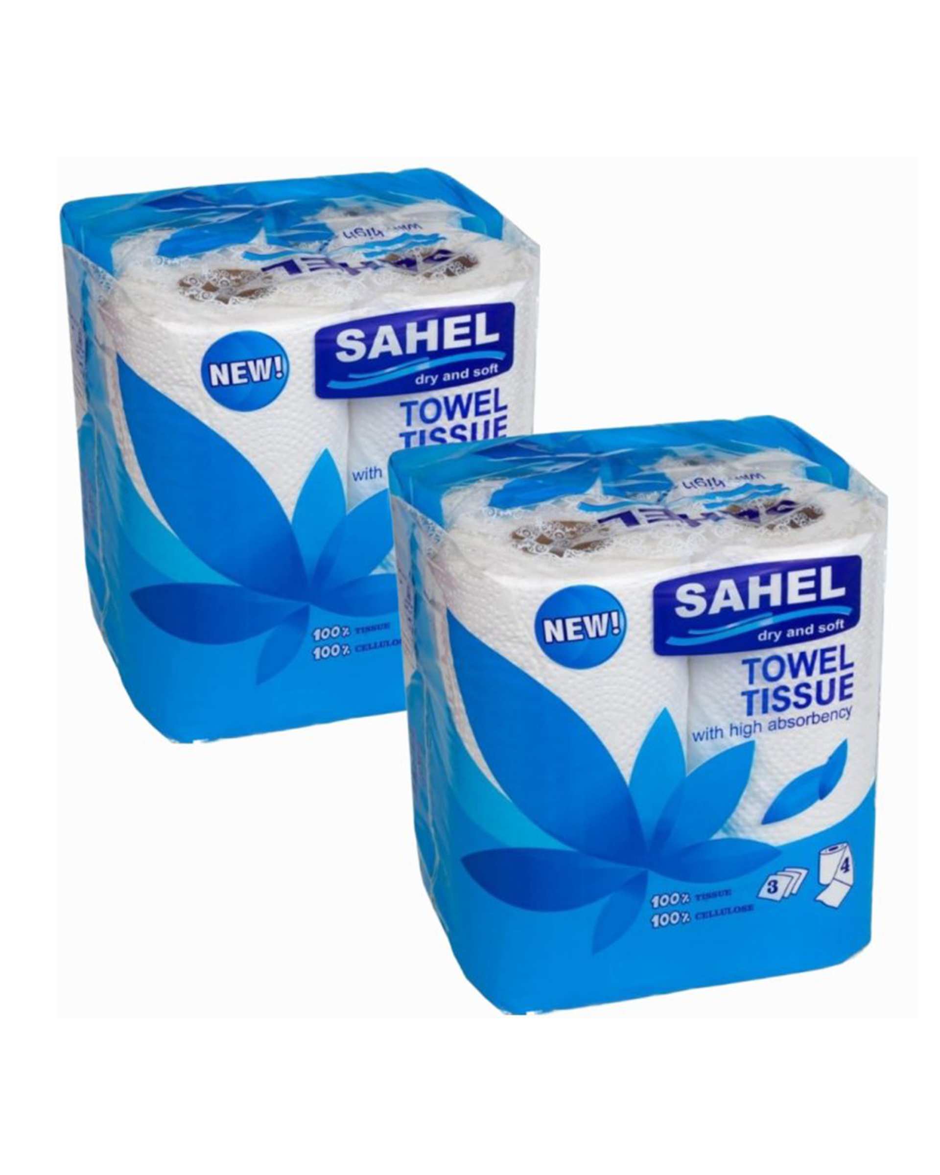 دستمال حوله ای سه لایه ساحل Sahel مدل اقتصادی 6 بسته 4 عددی 