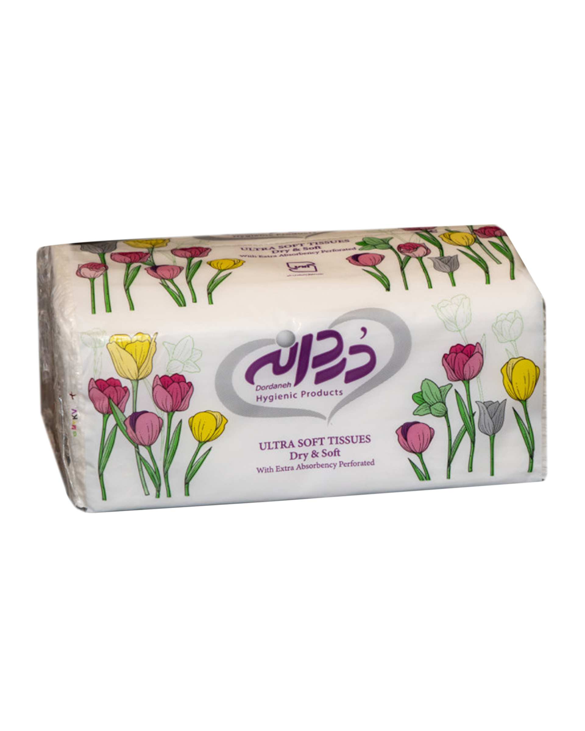 دستمال کاغذی 2 لایه 100 برگ دردانه Dordaneh مدل Tulips بسته 10 عددی