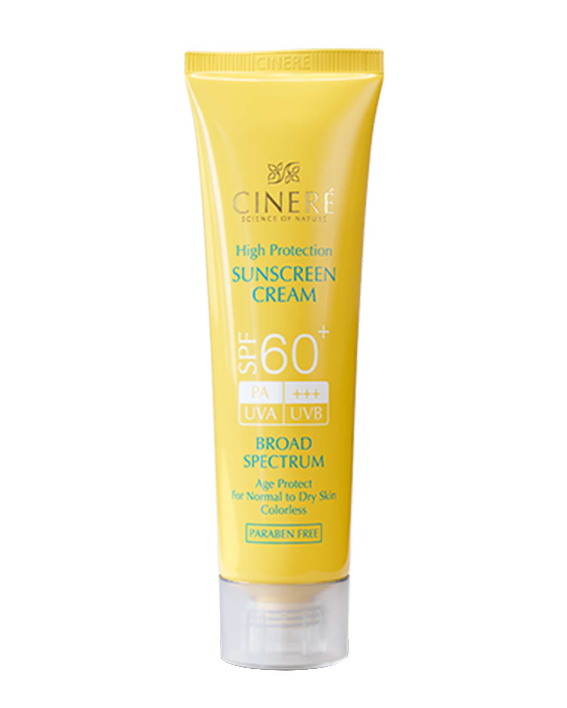 کرم ضد آفتاب بی رنگ SPF60 سینره Cinere مناسب پوست نرمال و خشک حجم 50ml