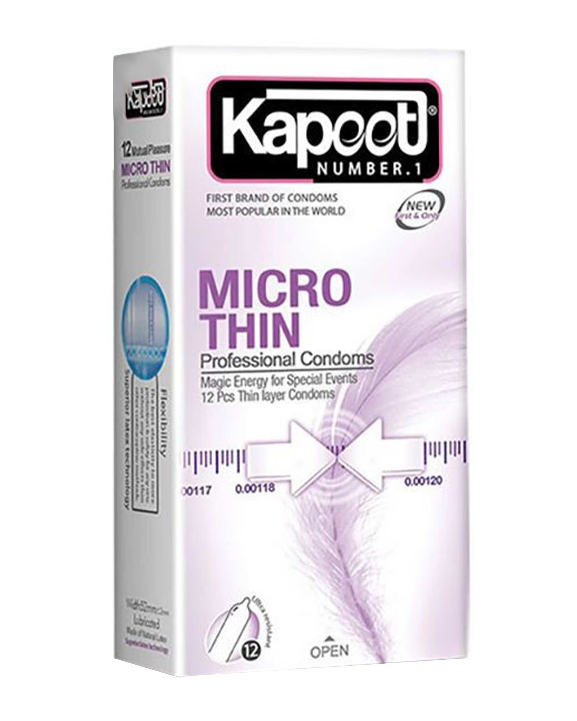 کاندوم بسیار نازک کاپوت Kapoot مدل Micro Thin مجموعه 12 بسته 12 عددی