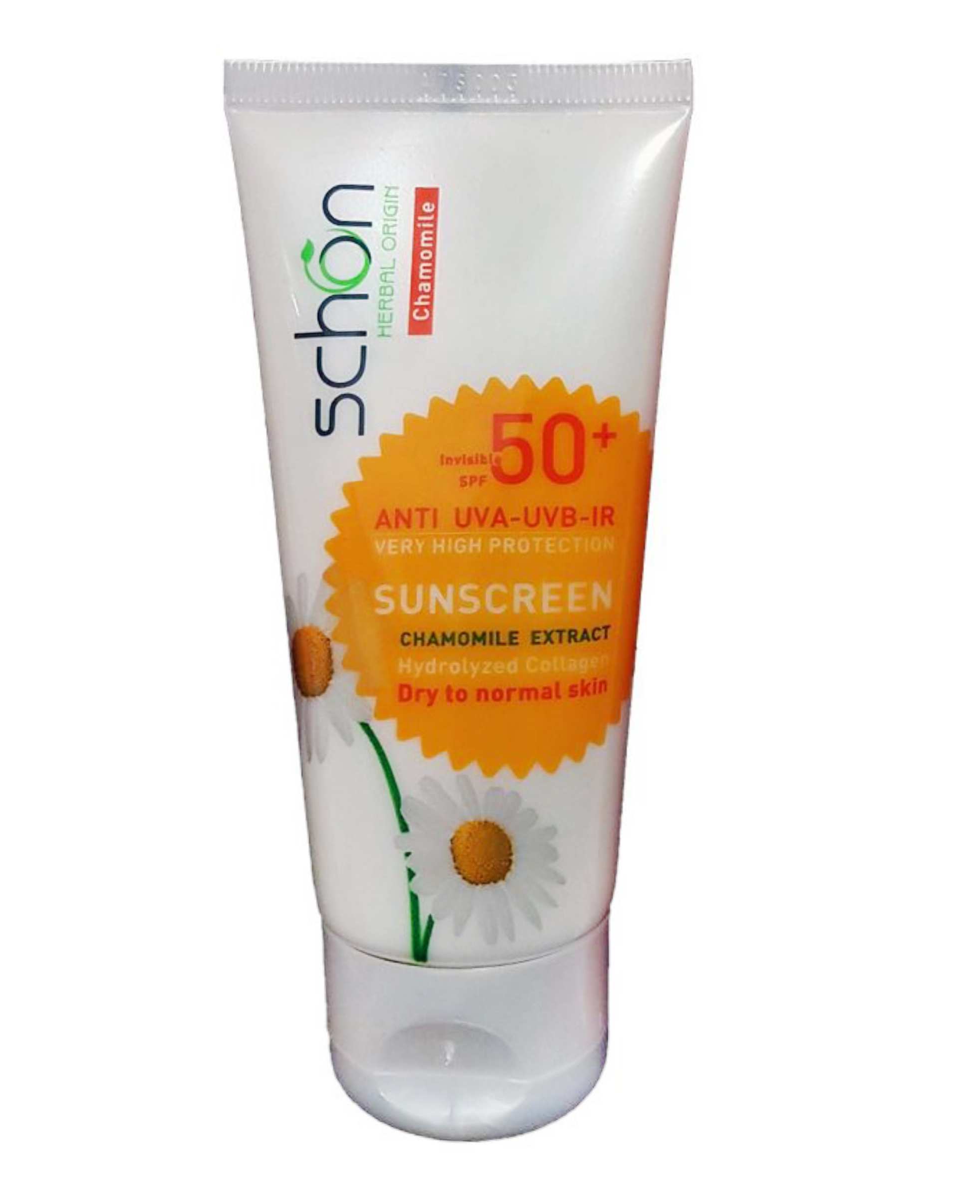 کرم ضد آفتاب بی رنگ SPF50 شون Schon مدل Chamomile Extract